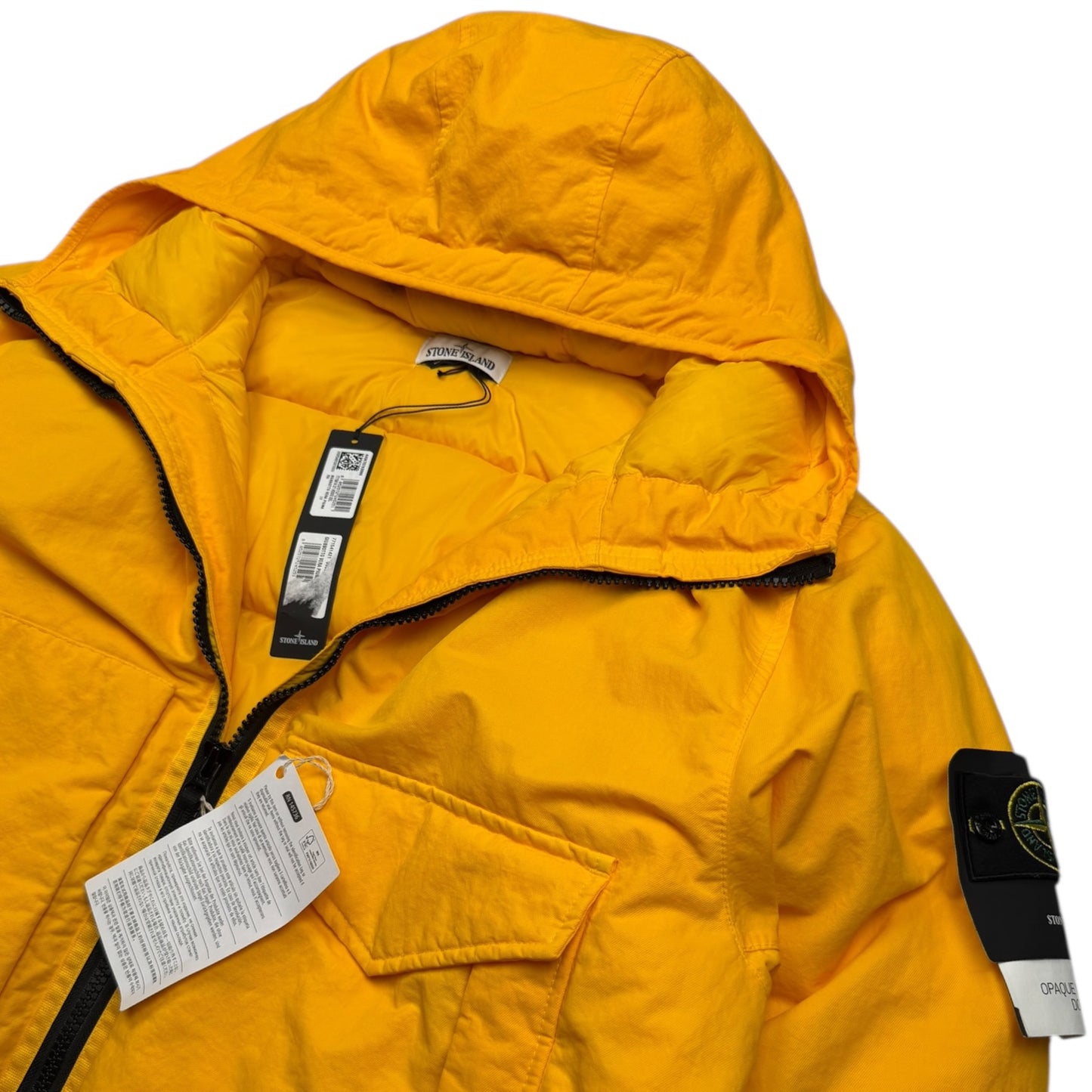 A/W 22 Stone Island Opaque Nylon Twill Down-TC Balaclava Puffer Jacket - Yellow