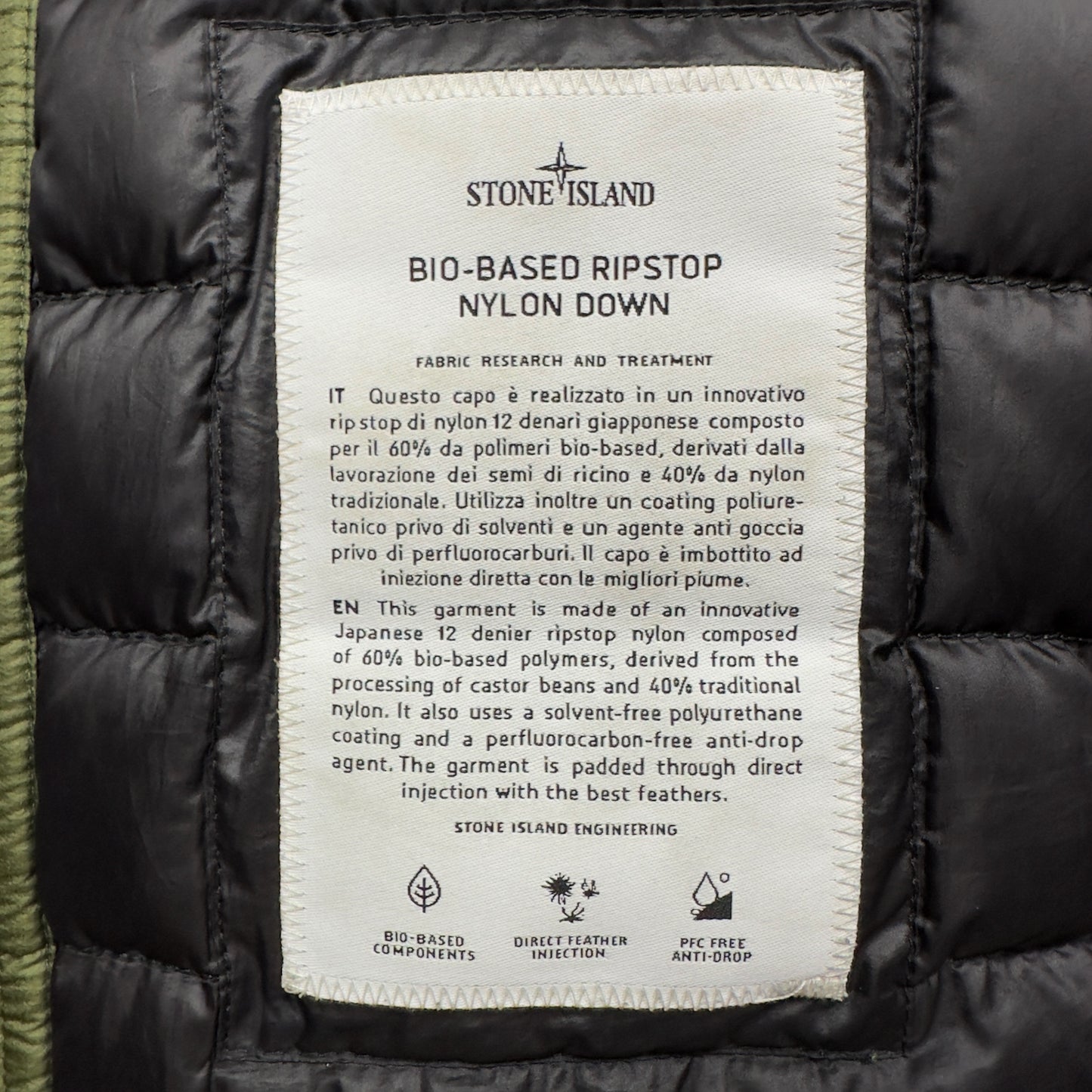 S/S 22 Stone Island Bio Based Ripstop Nylon Down Jacket