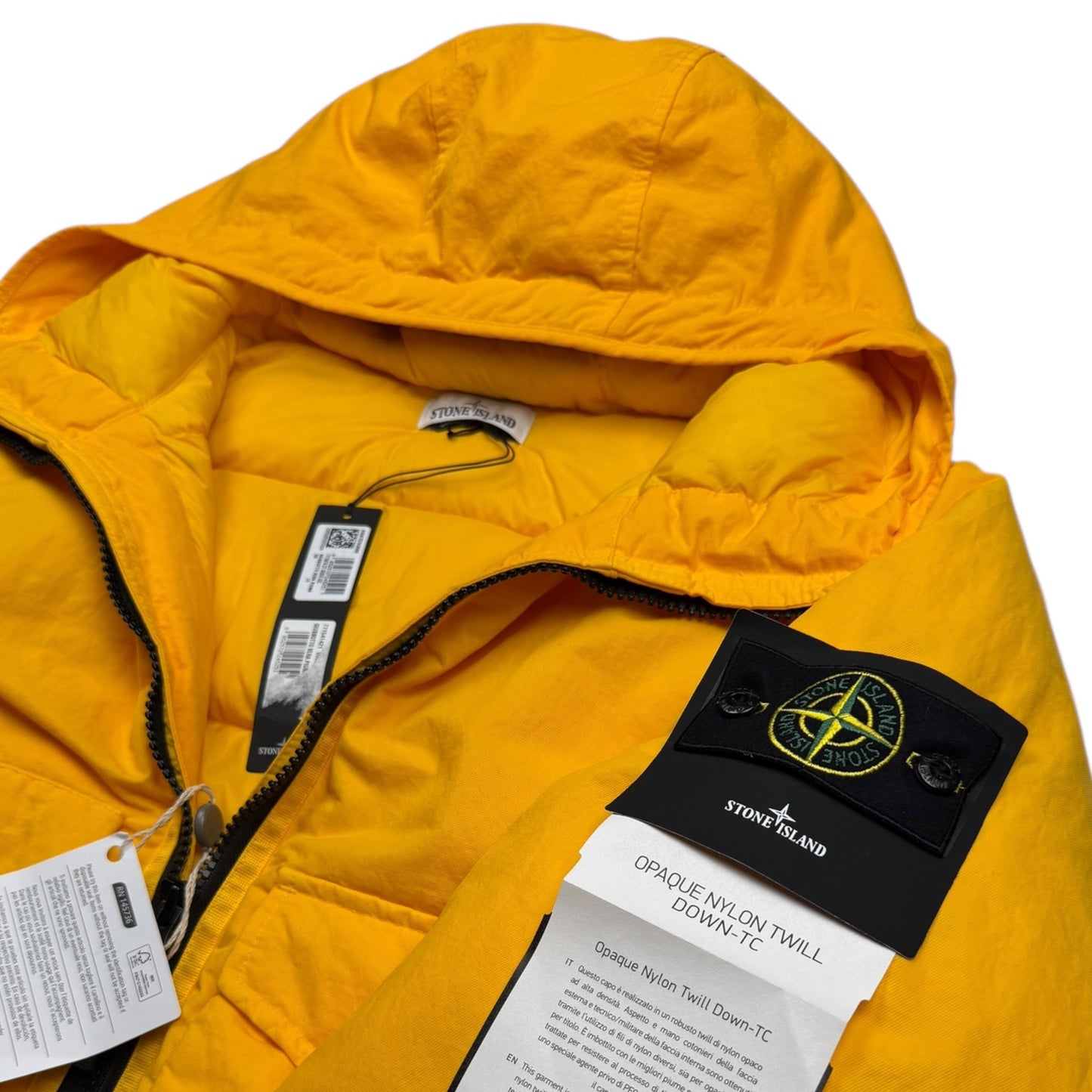 A/W 22 Stone Island Opaque Nylon Twill Down-TC Balaclava Puffer Jacket - Yellow