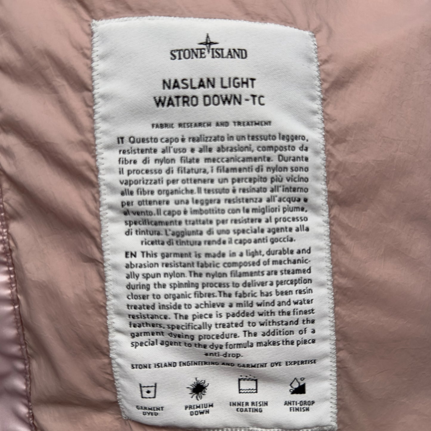 A/W 22 Stone Island Naslan Light Watro Down TC - Dusty Pink