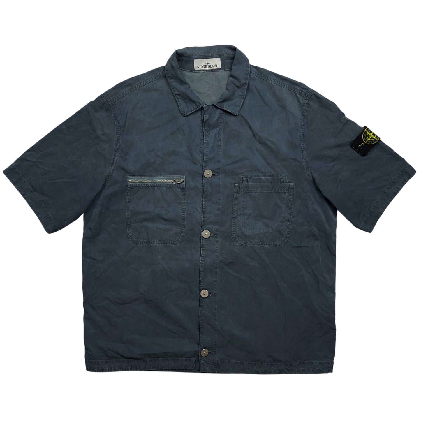 S/S 23 Stone Island Cupro Cotton Twill Shirt - Navy