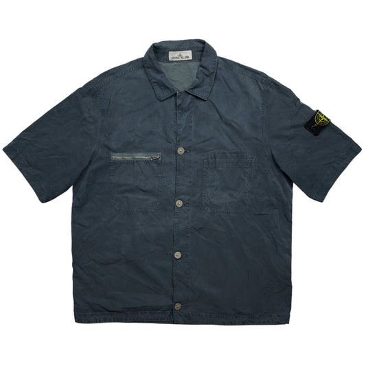 S/S 23 Stone Island Cupro Cotton Twill Shirt - Navy