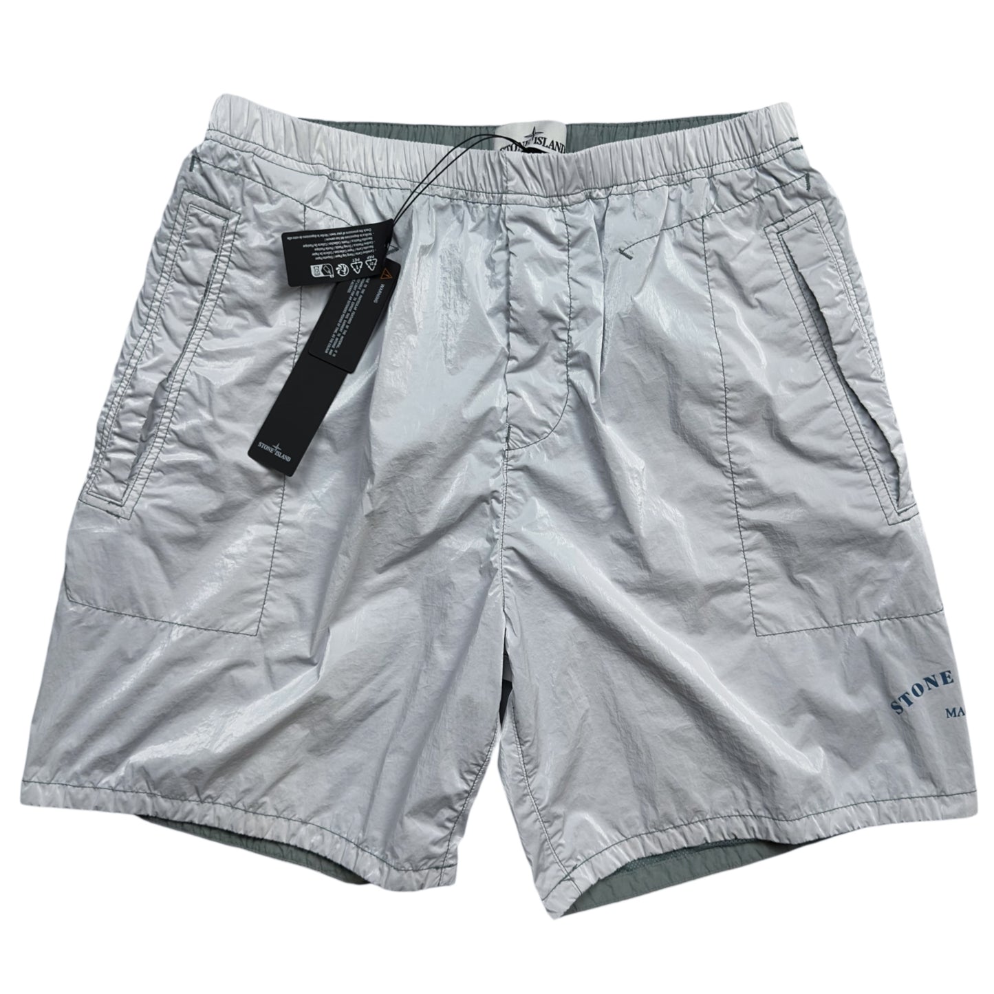S/S 23 Stone Island Marina Rip Stop Prismatico Shorts - Light Grey Blue