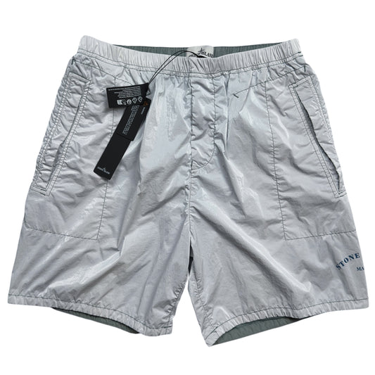 S/S 23 Stone Island Marina Rip Stop Prismatico Shorts - Light Grey Blue