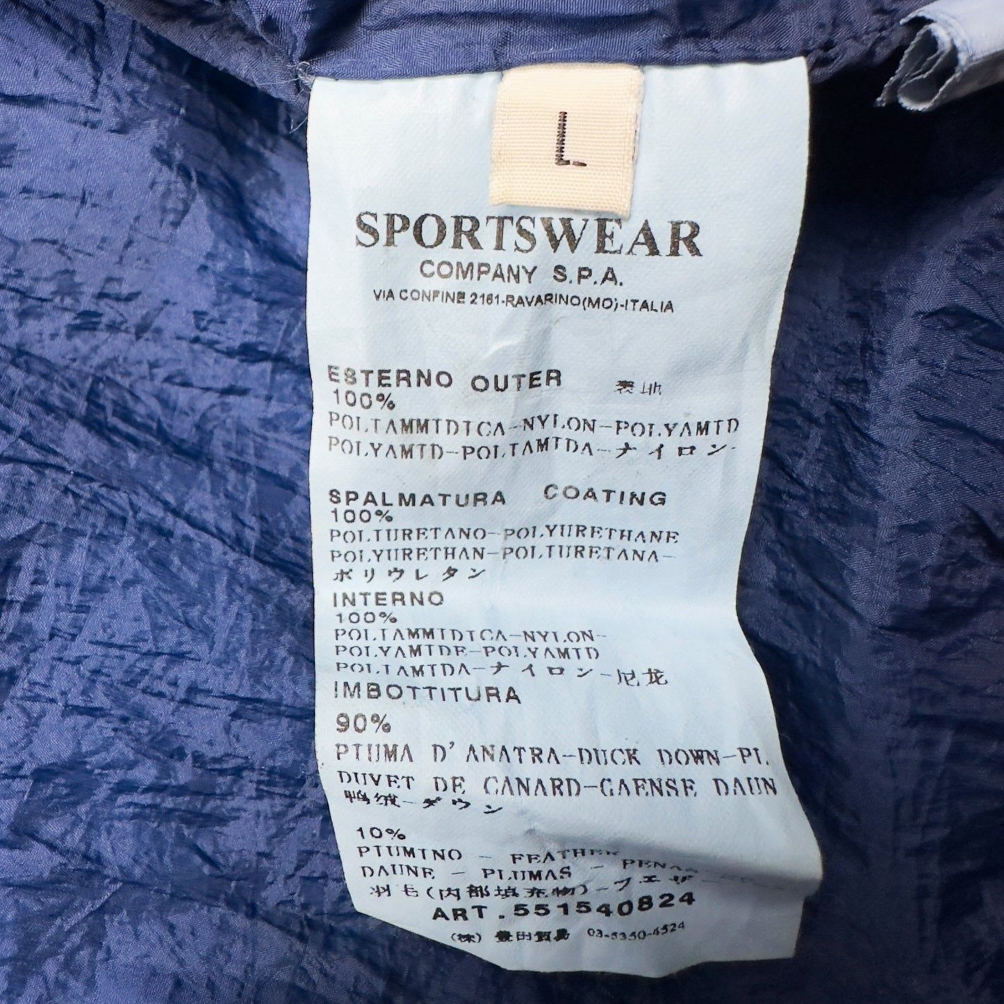 A/W 11 Stone Island Down_26 GR X SQM_N Down Puffer Jacket - Blue