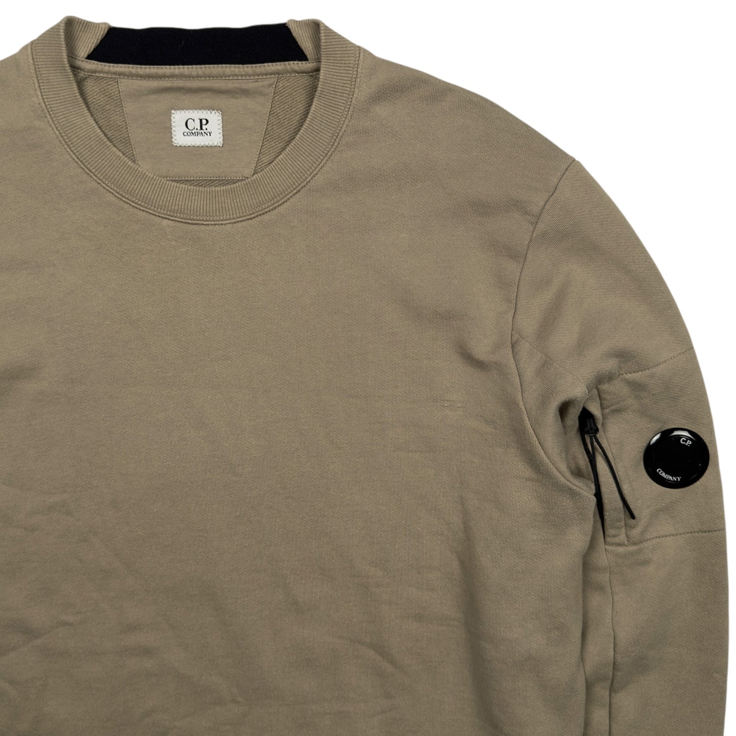 C.P. Company Diagonal Raised Fleece Crewneck Sweater - Beige