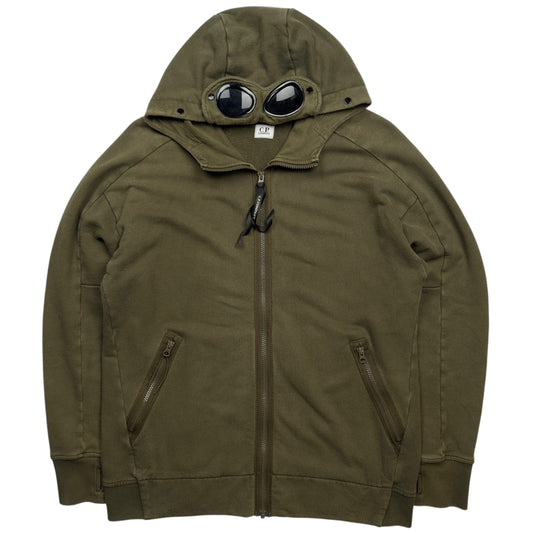 C.P. Company Diagonal Raised Fleece Goggle Full Zip - Khaki