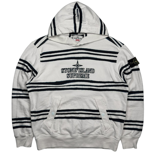 A/W 20 Stone Island X Supreme Striped Hoodie - White