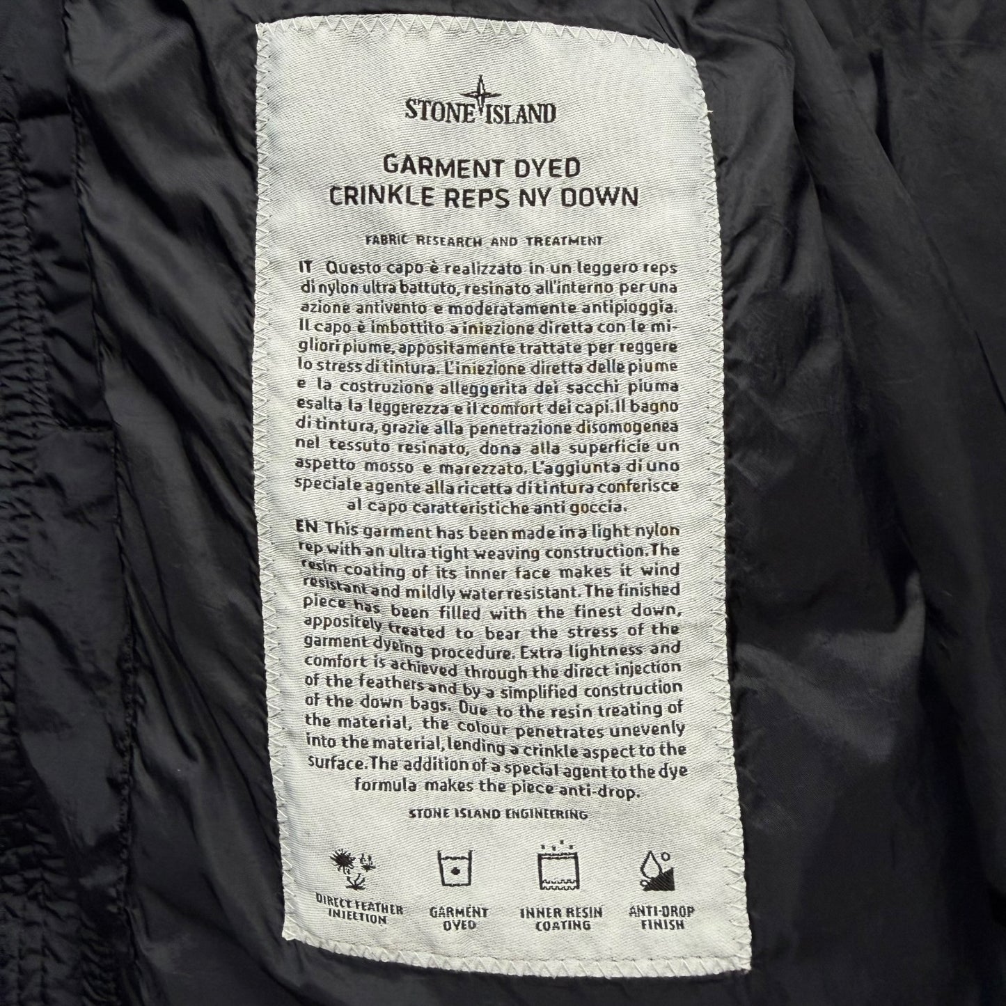 A/W 16 Stone Island Crinkle Reps NY Down Puffer Jacket - Navy