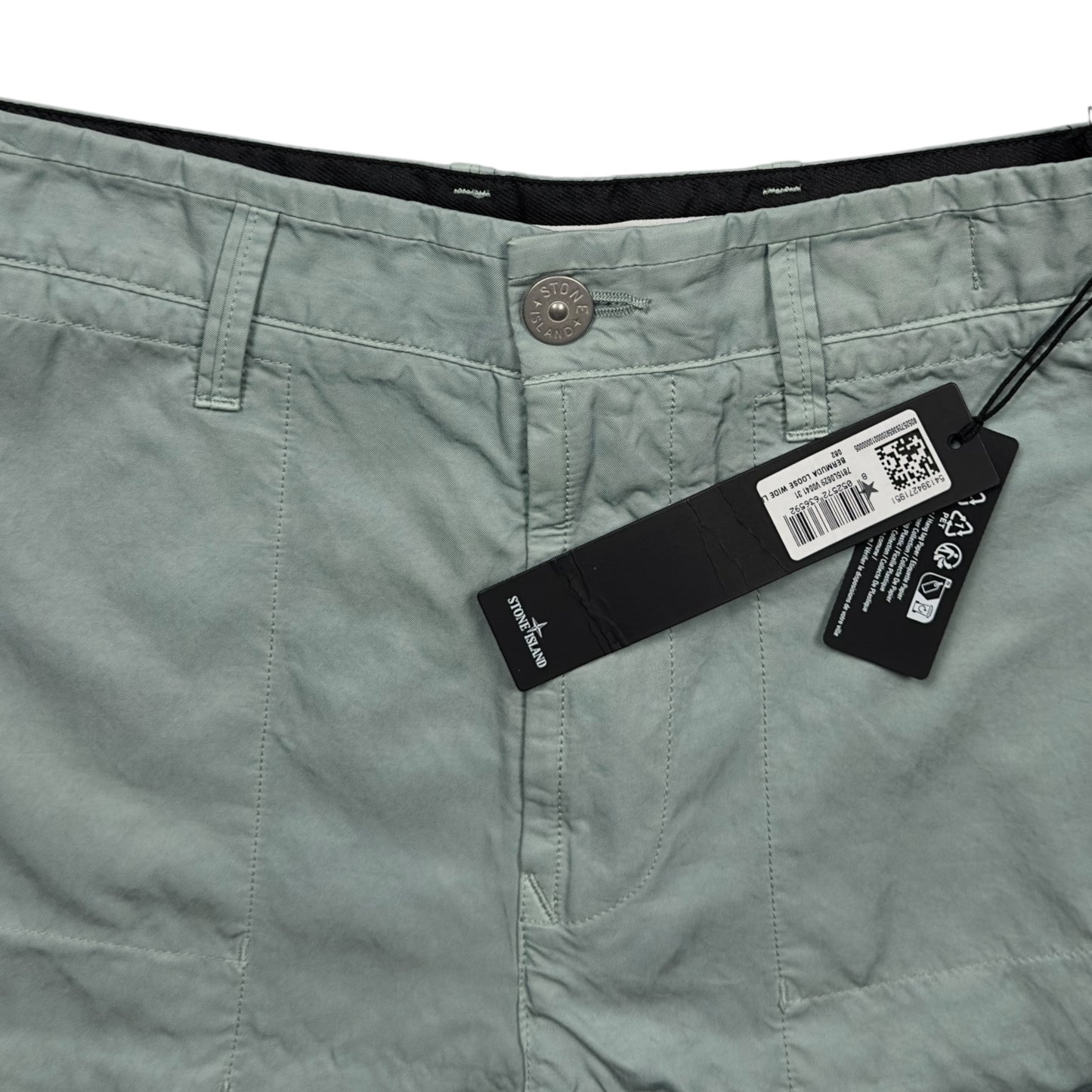 S/S 23 Stone Island Cupro Cotton Twill - Wide Leg Bermuda Cargo Shorts