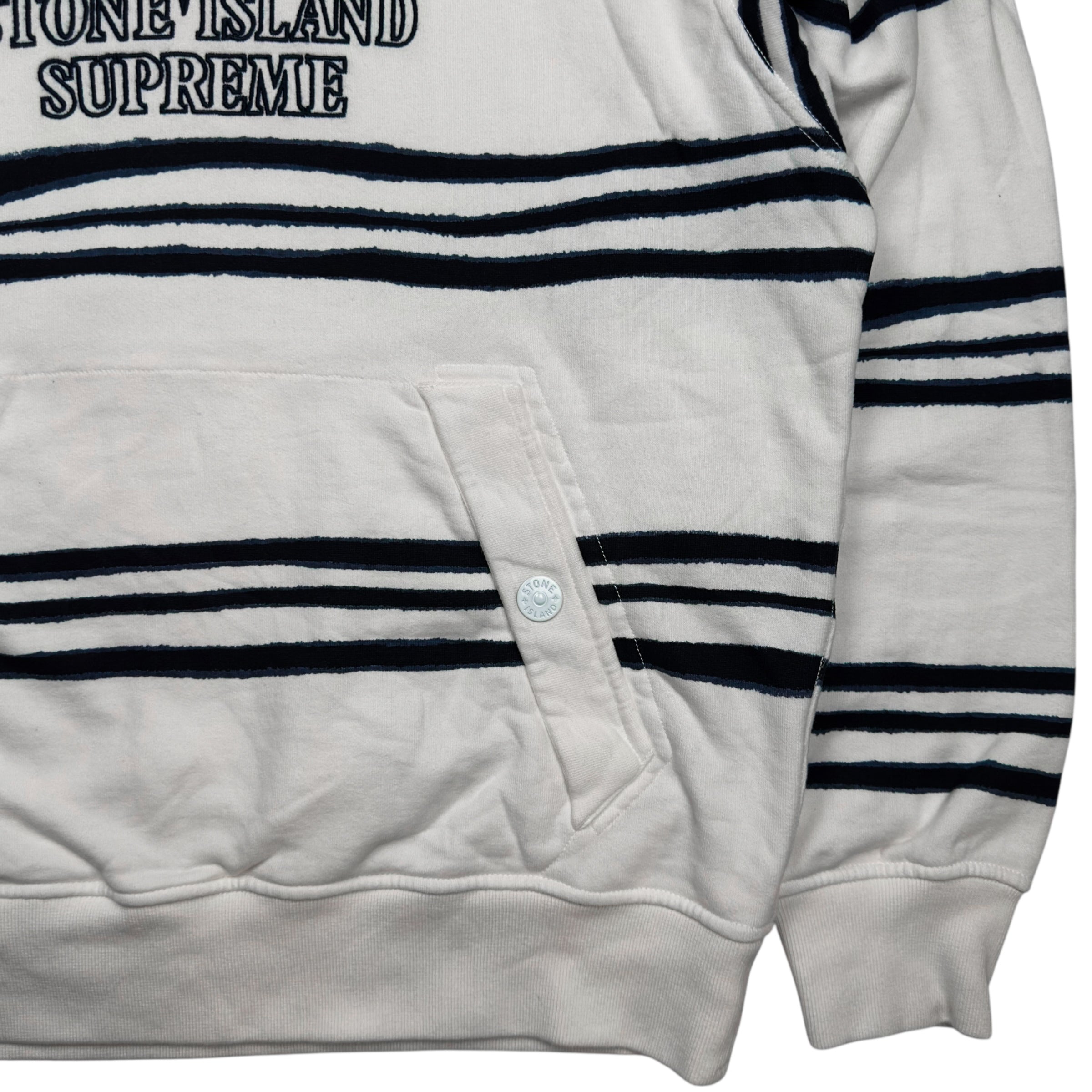 A/W 20 Stone Island X Supreme Striped Hoodie - White – Dans