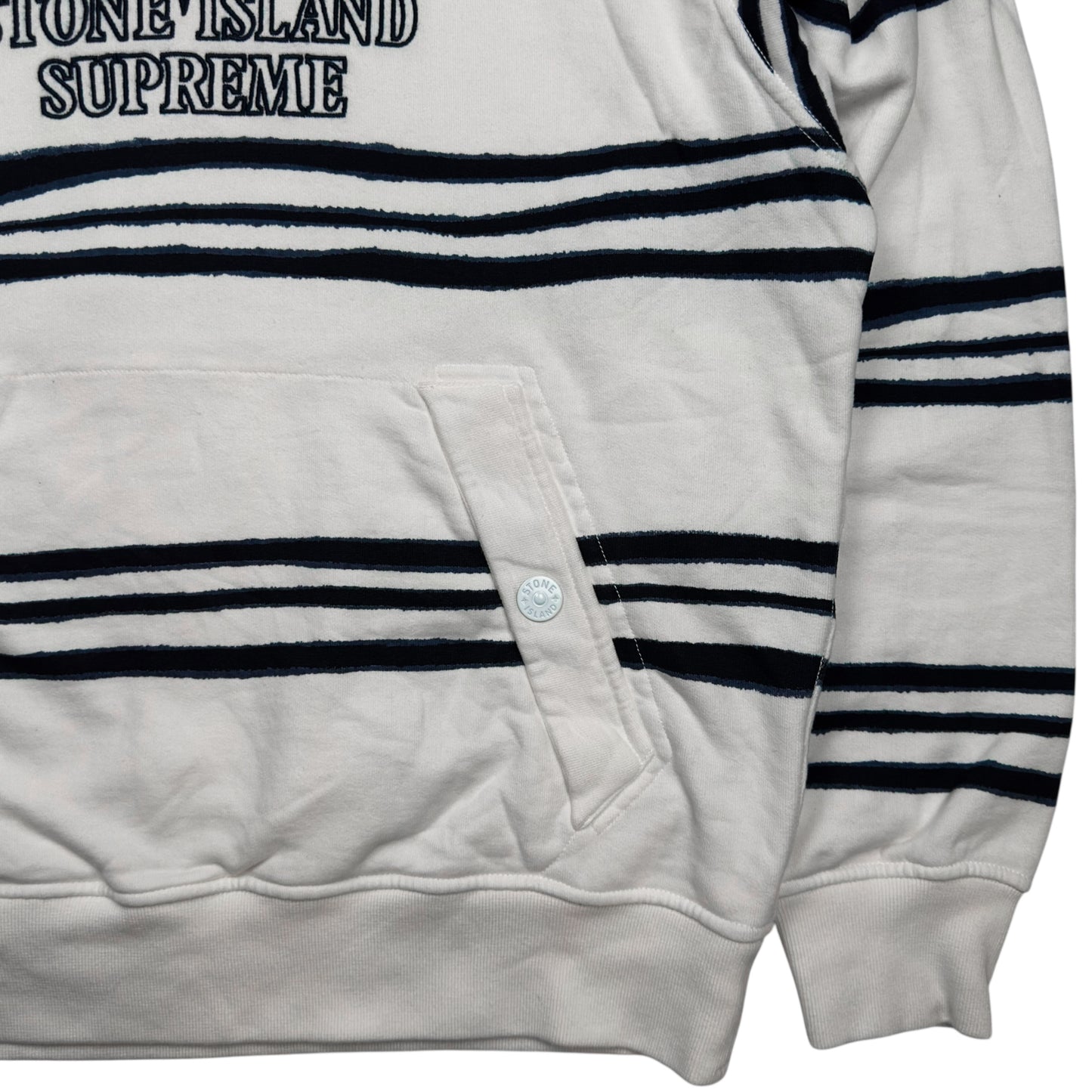 A/W 20 Stone Island X Supreme Striped Hoodie - White