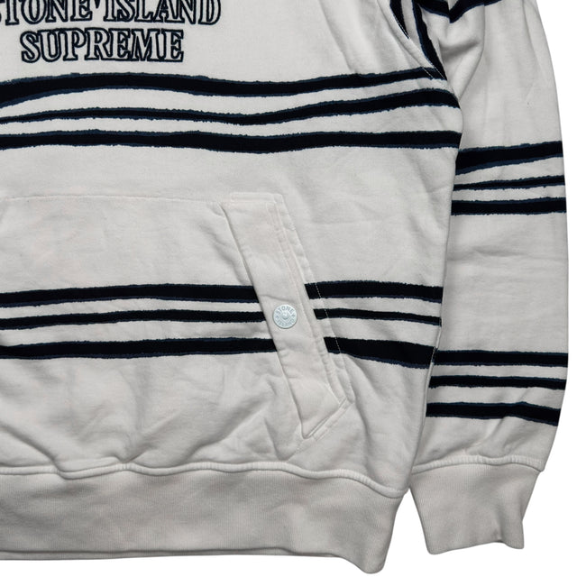 A/W 20 Stone Island X Supreme Striped Hoodie - White