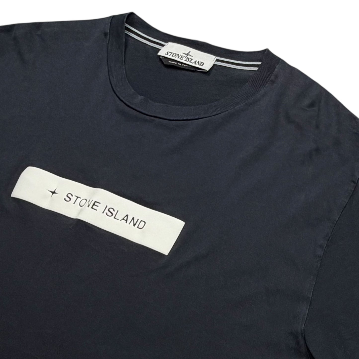 S/S 23 Stone Island 'Micro Graphics Two' Spellout Print T-Shirt - Navy