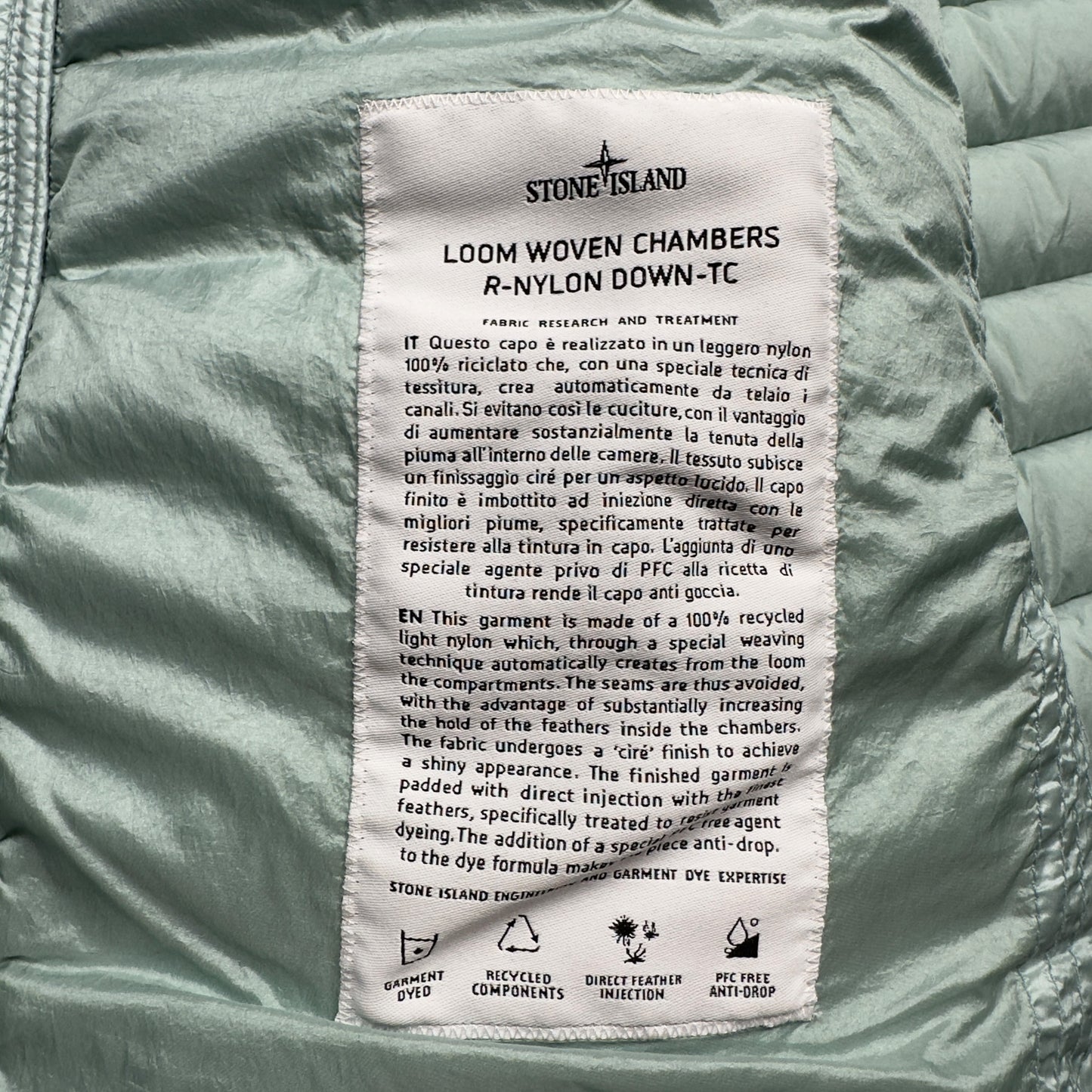S/S 23 Stone Island Loom Woven Chambers R-Nylon Down TC Puffer Jacket - Light Aqua Green (Copy)