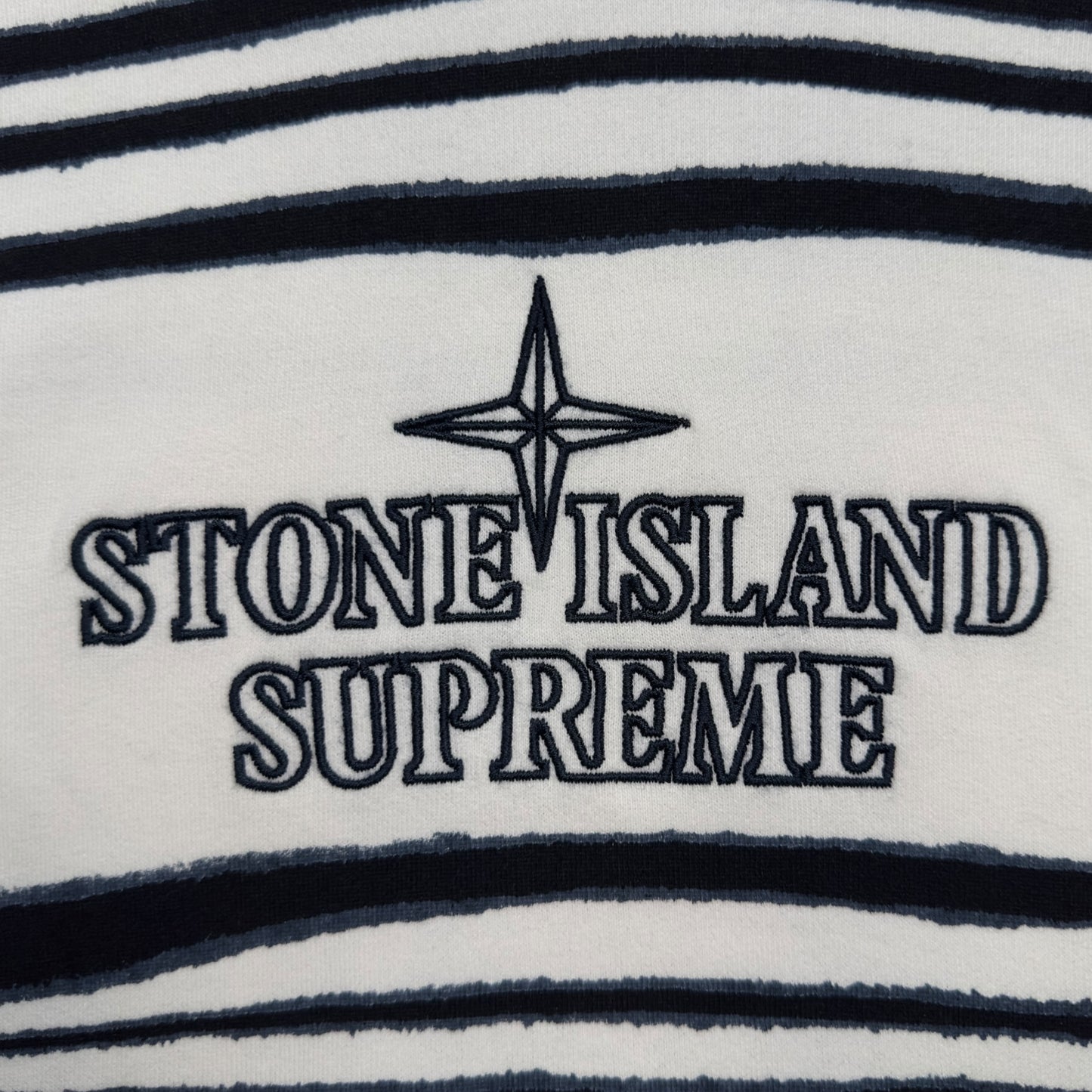 A/W 20 Stone Island X Supreme Striped Hoodie - White