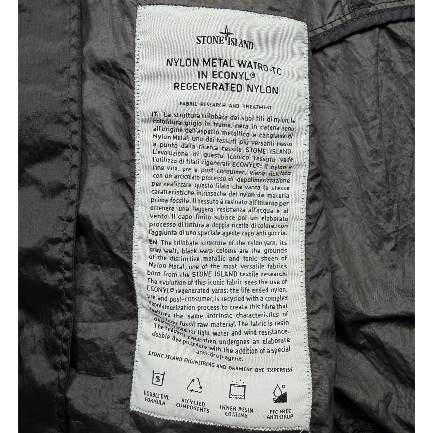 S/S 23 Stone Island Nylon Metal Watro ECONYL Jacket - Charcoal