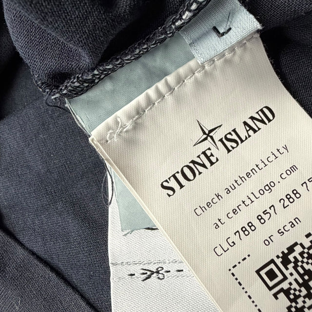 S/S 23 Stone Island 'Micro Graphics Two' Spellout Print T-Shirt - Navy