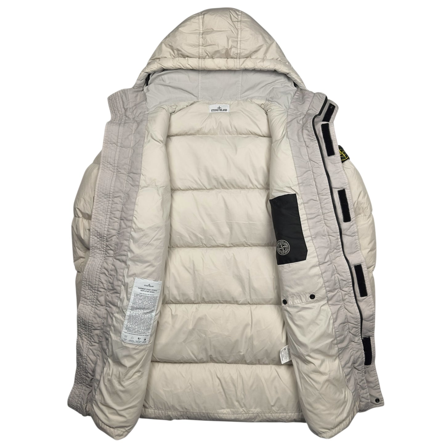 A/W 23 Stone Island Crinkle Reps NY Down Long Puffer Jacket - Cream