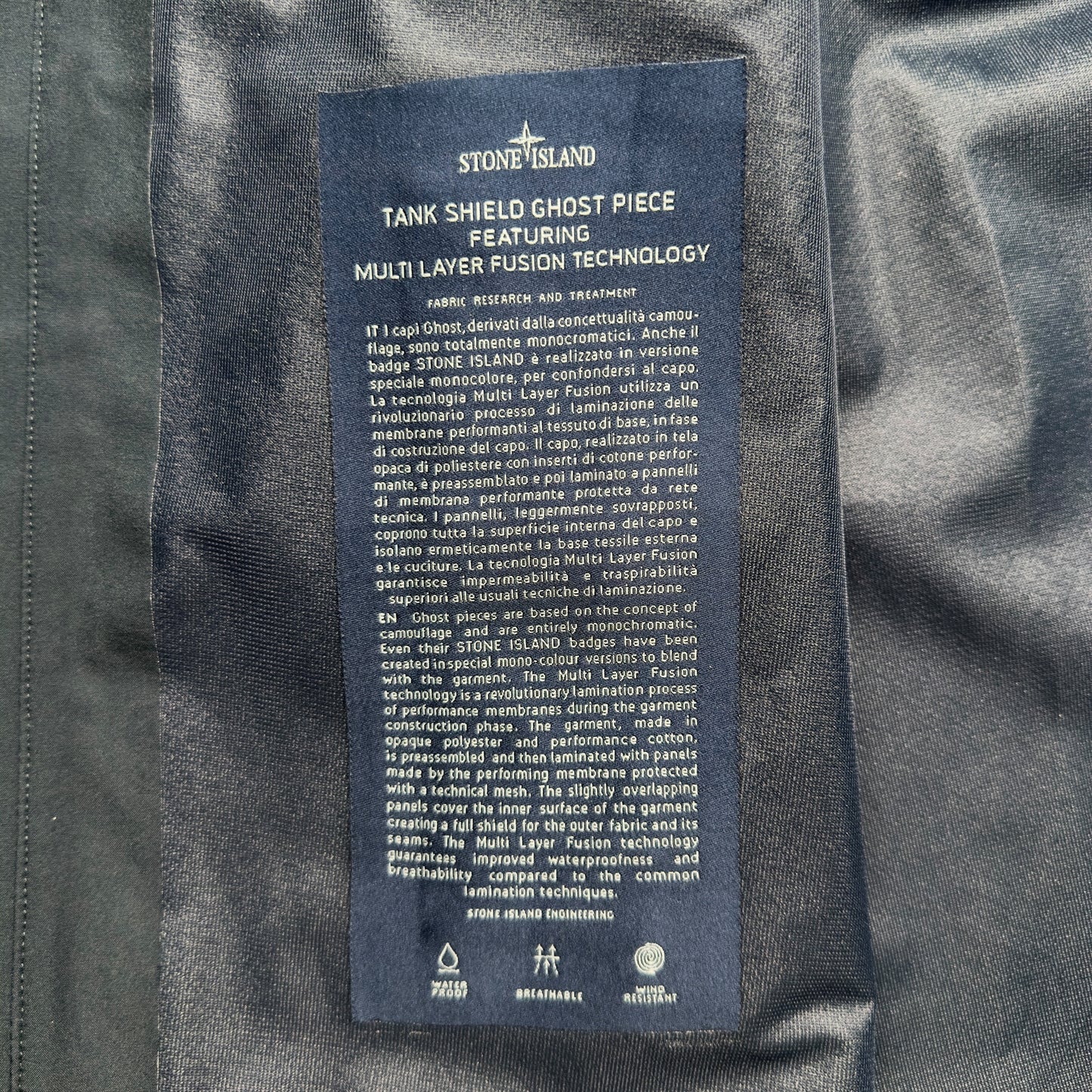 S/S 18 Stone Island Tank Shield Ghost Piece Jacket - Navy