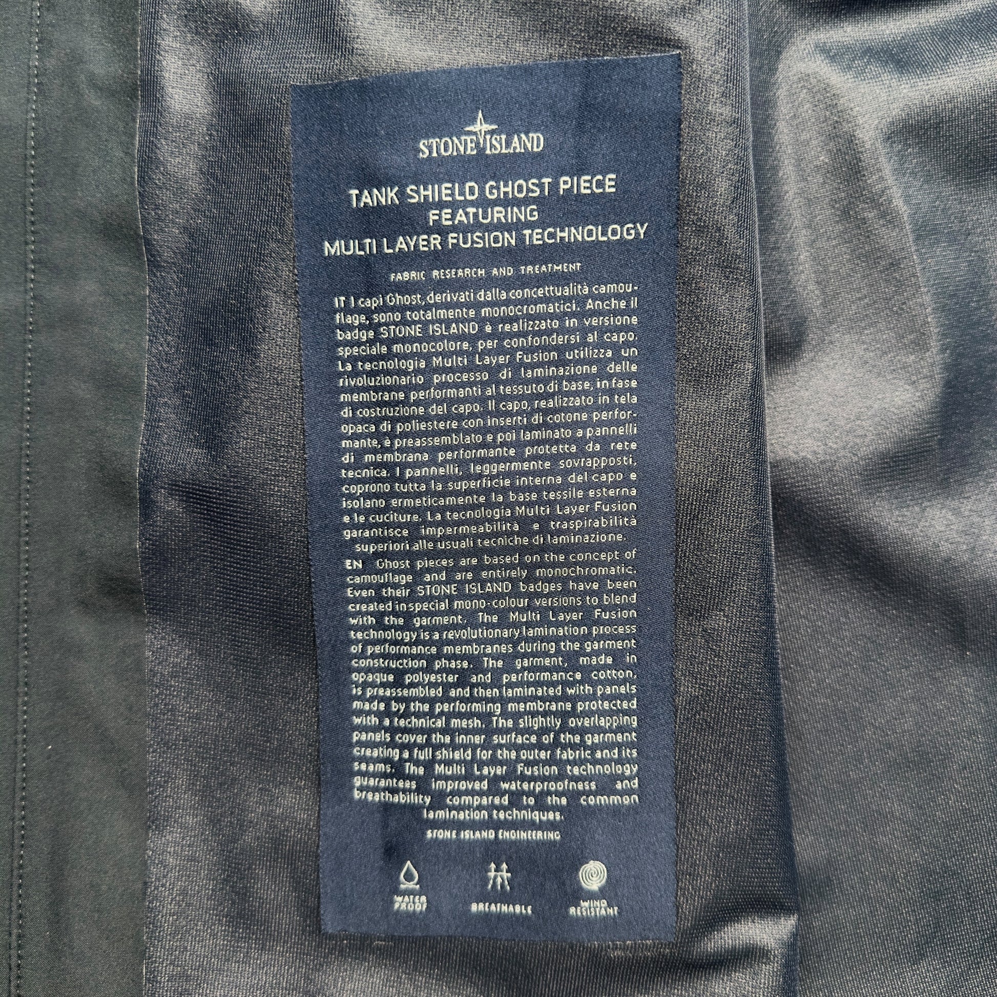 S/S 18 Stone Island Tank Shield Ghost Piece Jacket - Navy
