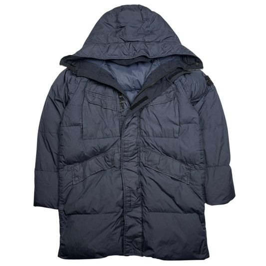 A/W 22 Stone Island Crinkle Reps NY Down Long Puffer Jacket - Navy