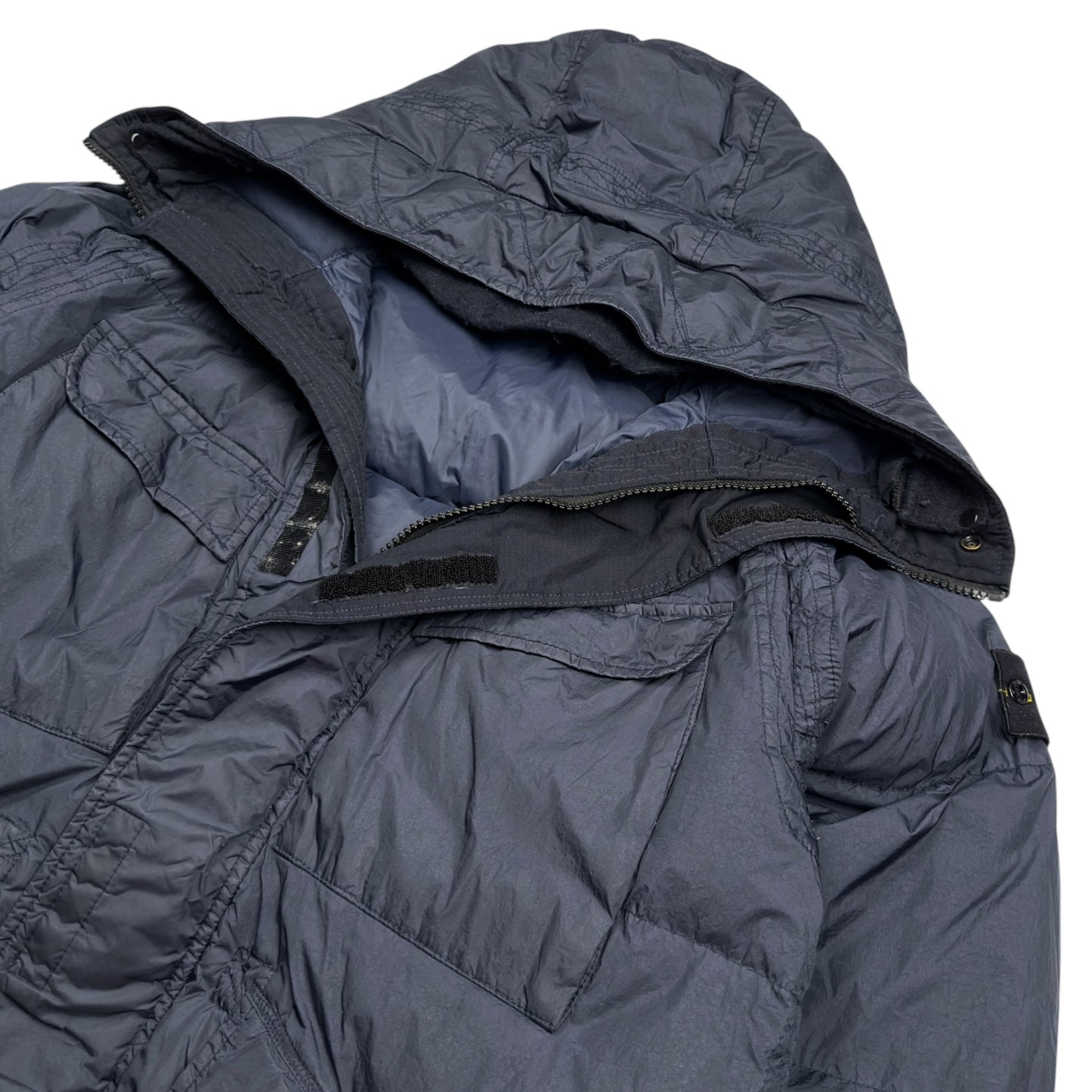A/W 22 Stone Island Crinkle Reps NY Down Long Puffer Jacket - Navy