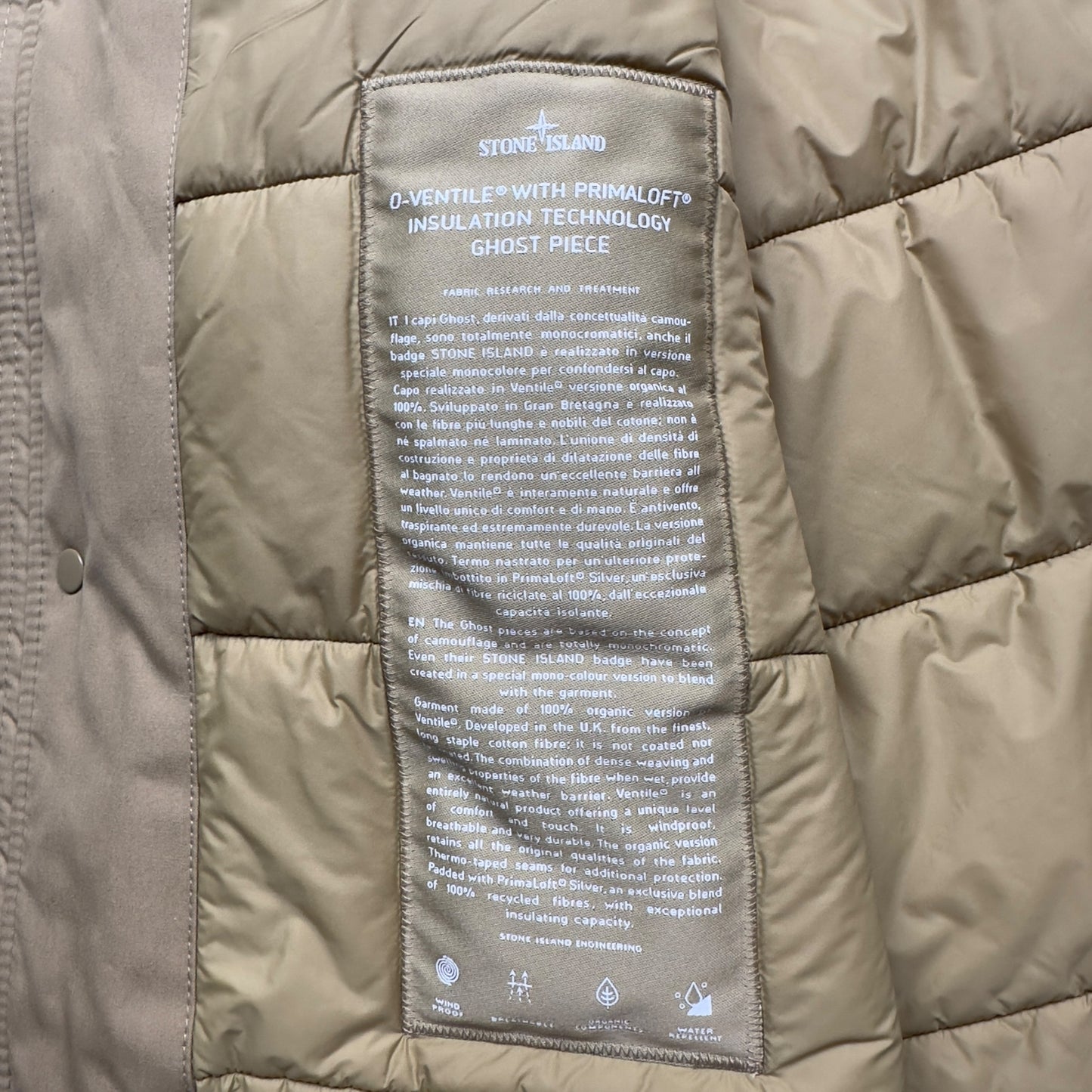 A/W 23 Stone Island O-Ventile Ghost Primaloft Parka Jacket - Tan