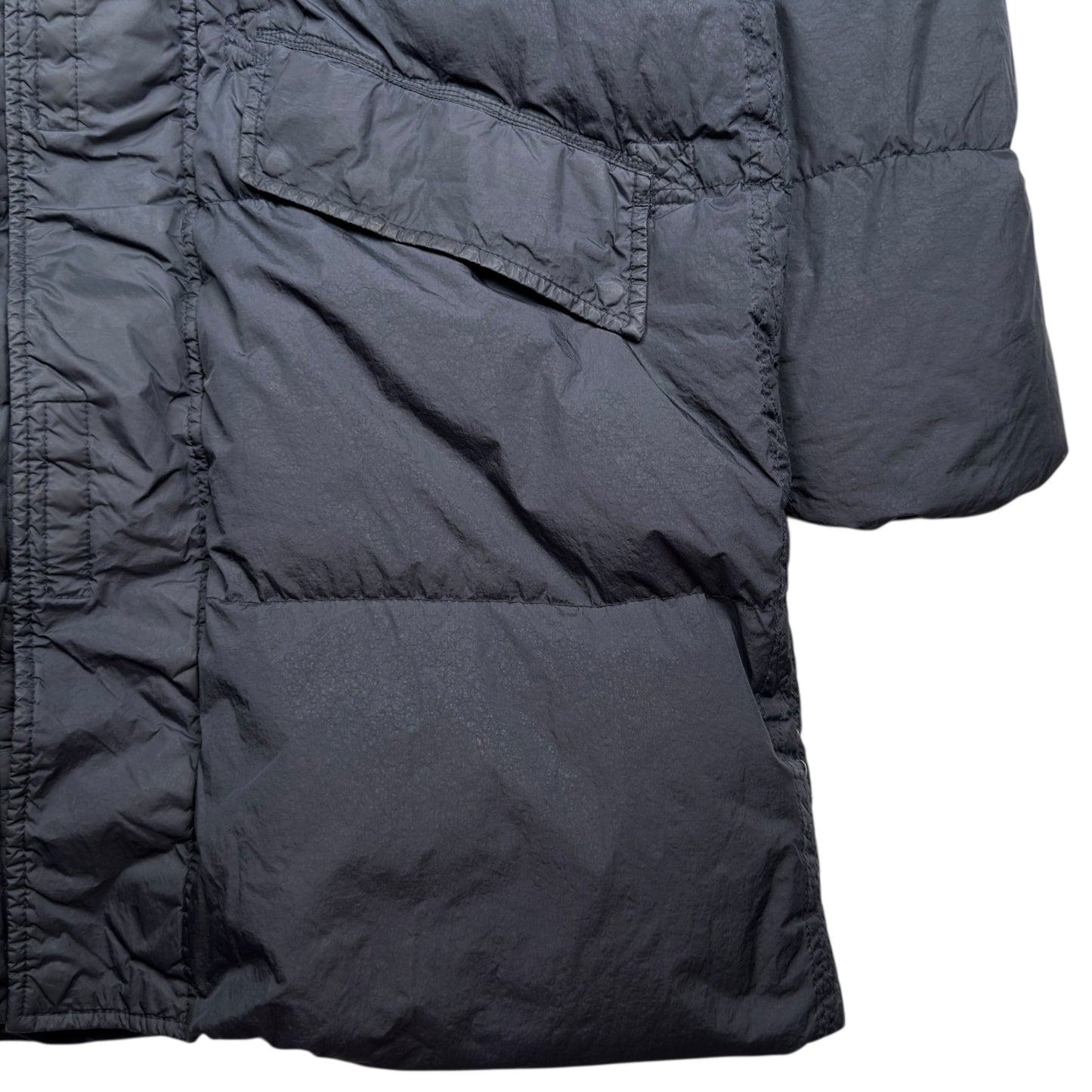A/W 22 Stone Island Crinkle Reps NY Down Long Puffer Jacket - Navy