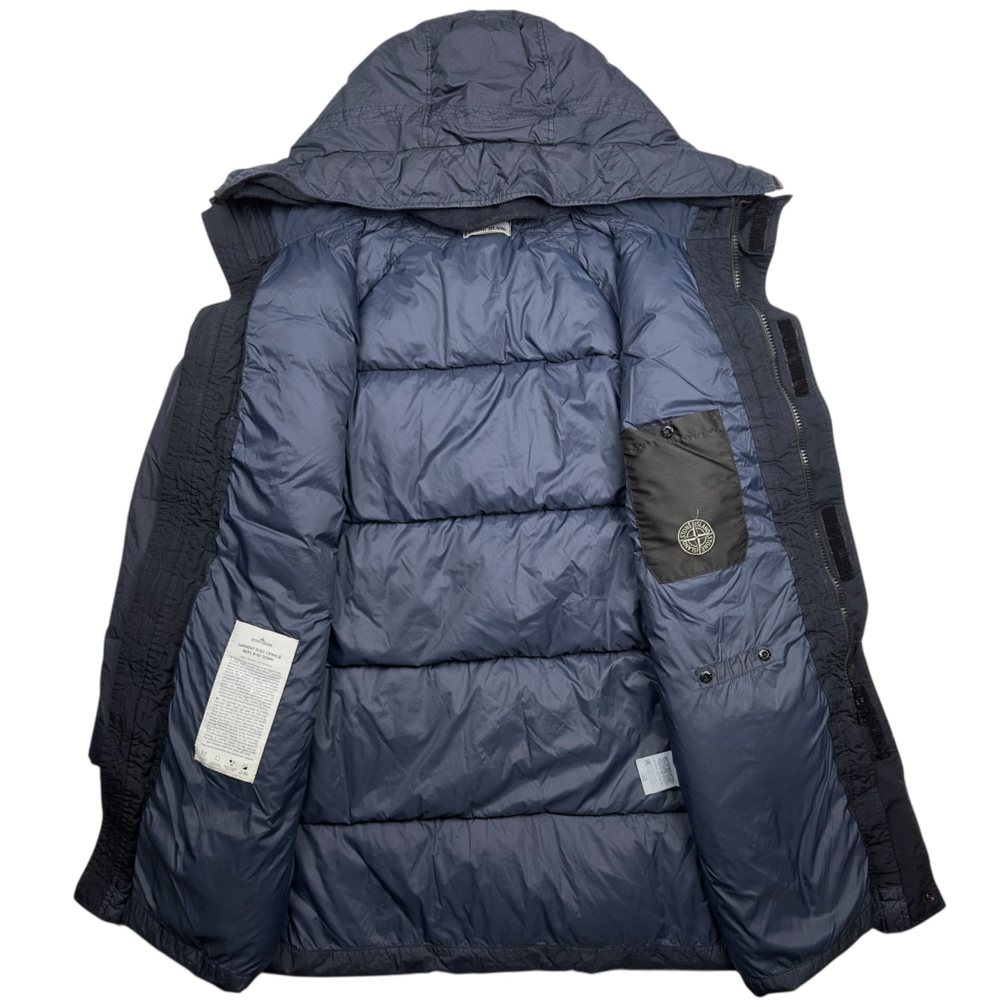 A/W 22 Stone Island Crinkle Reps NY Down Long Puffer Jacket - Navy