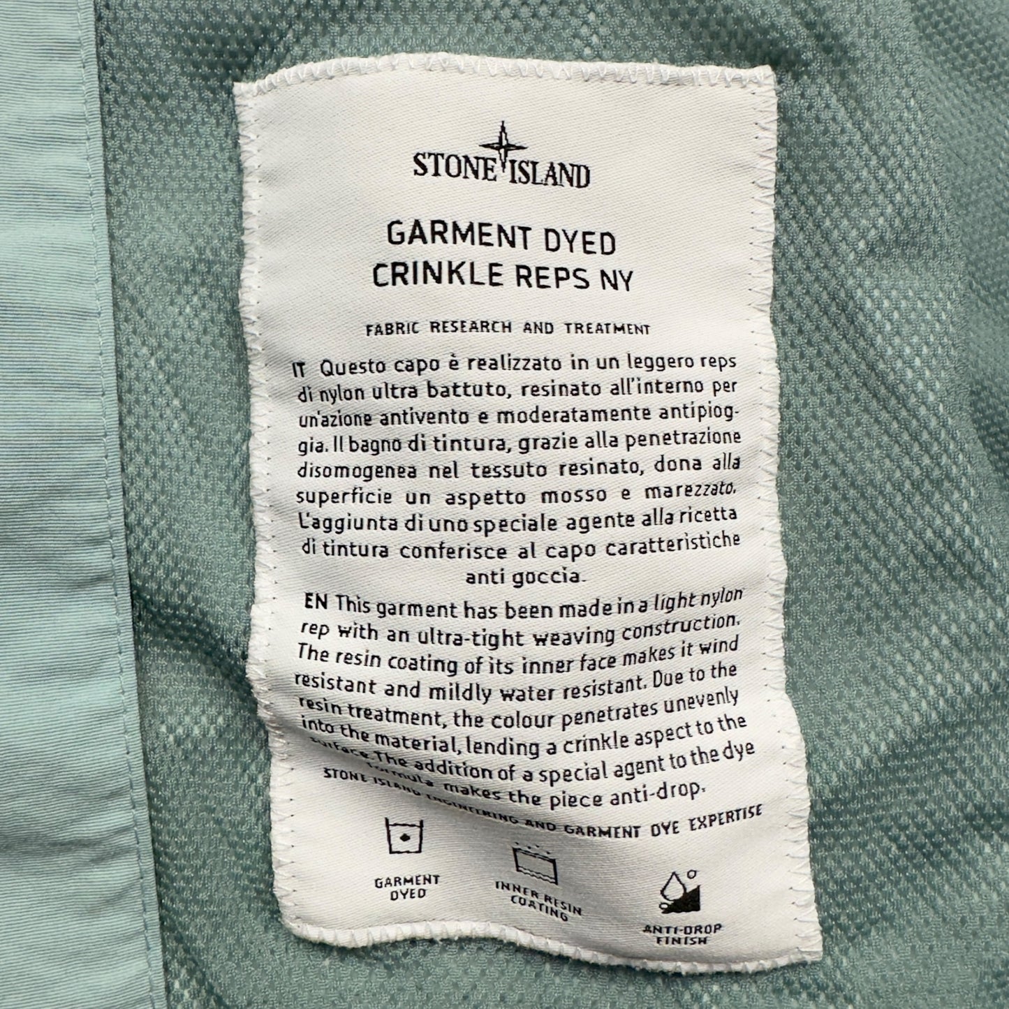 S/S 23 Stone Island Crinkle Reps Bomber - Light Blue