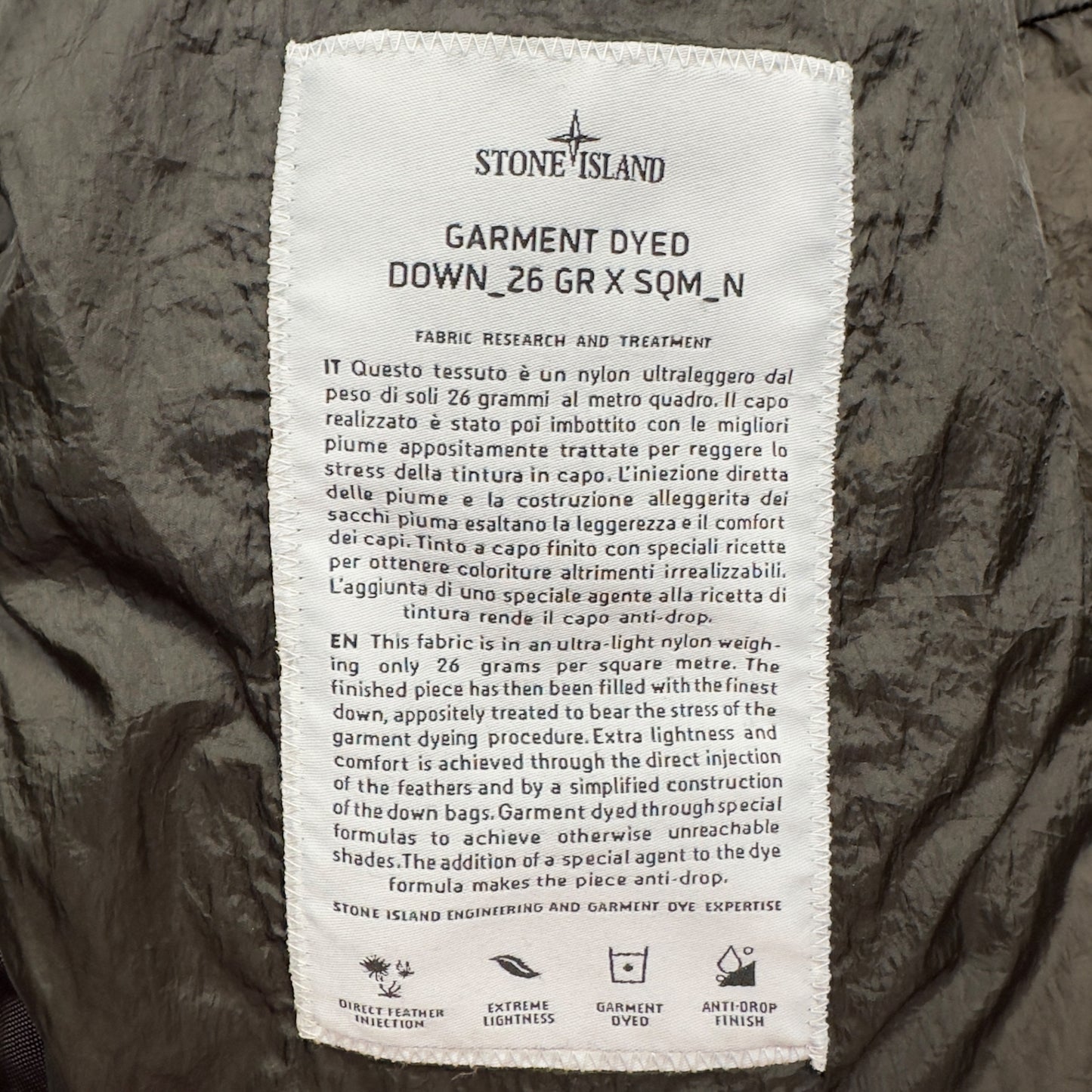A/W 14 Stone Island Down_26 GR X SQM_N Down Puffer Jacket - Dark Khaki