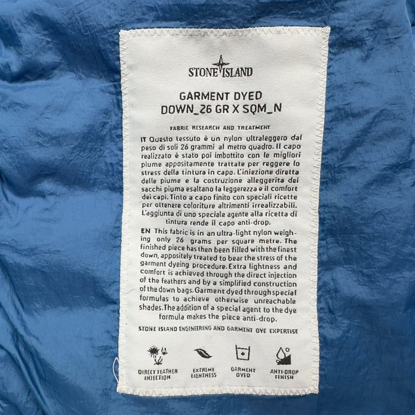A/W 15 Stone Island Down_26 GR X SQM_N - Ultra Light Down Gilet - Blue