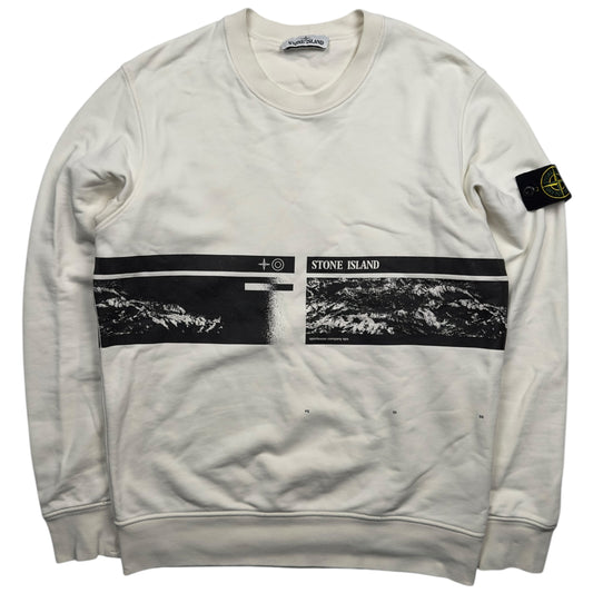 S/S 20 Stone Island "Drone Three" Printed Sweater - White