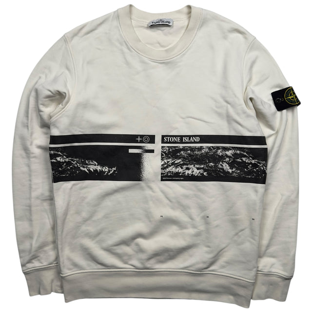 S/S 20 Stone Island "Drone Three" Printed Sweater - White