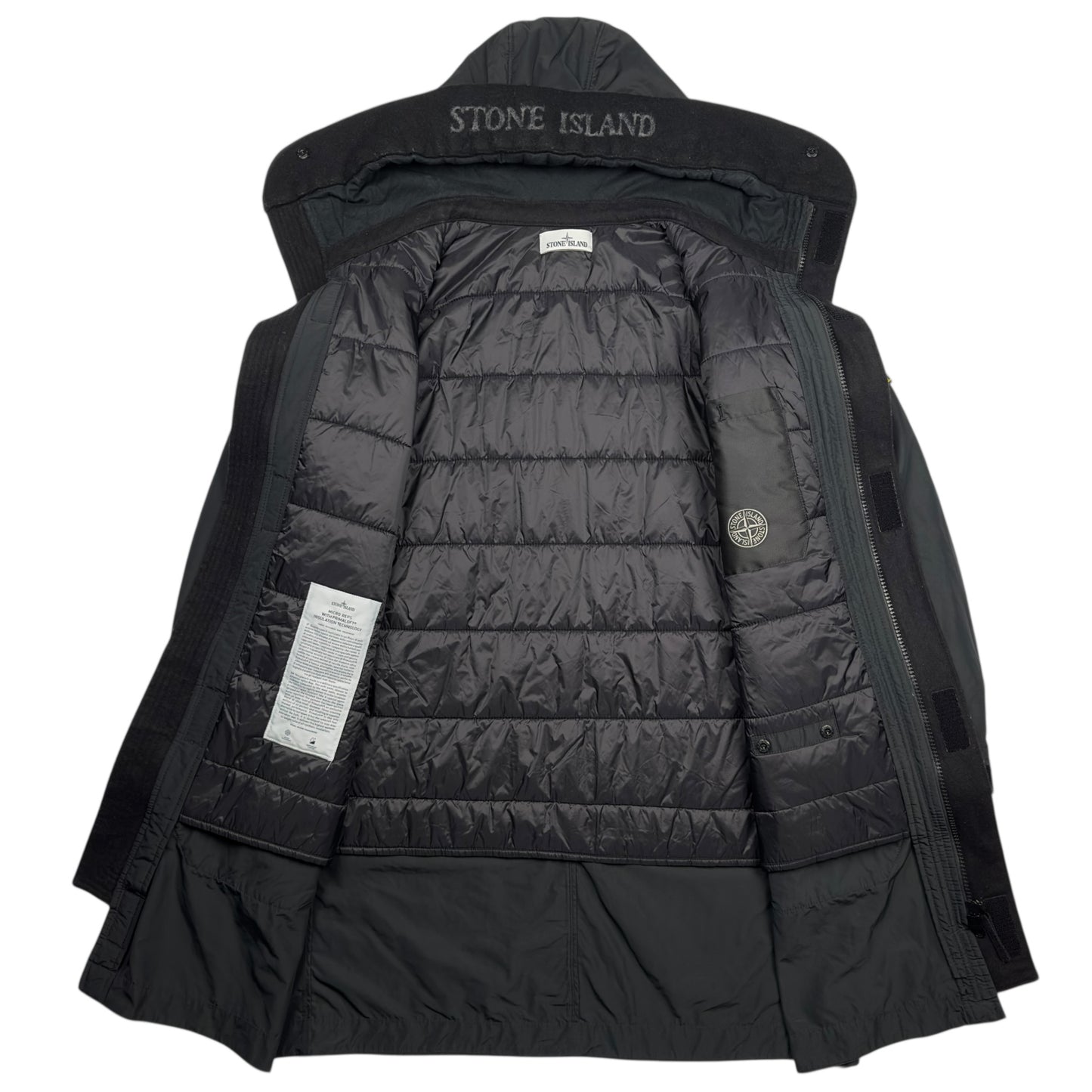 A/W 18 Stone Island Micro Reps with Primaloft Long Parka Jacket - Black