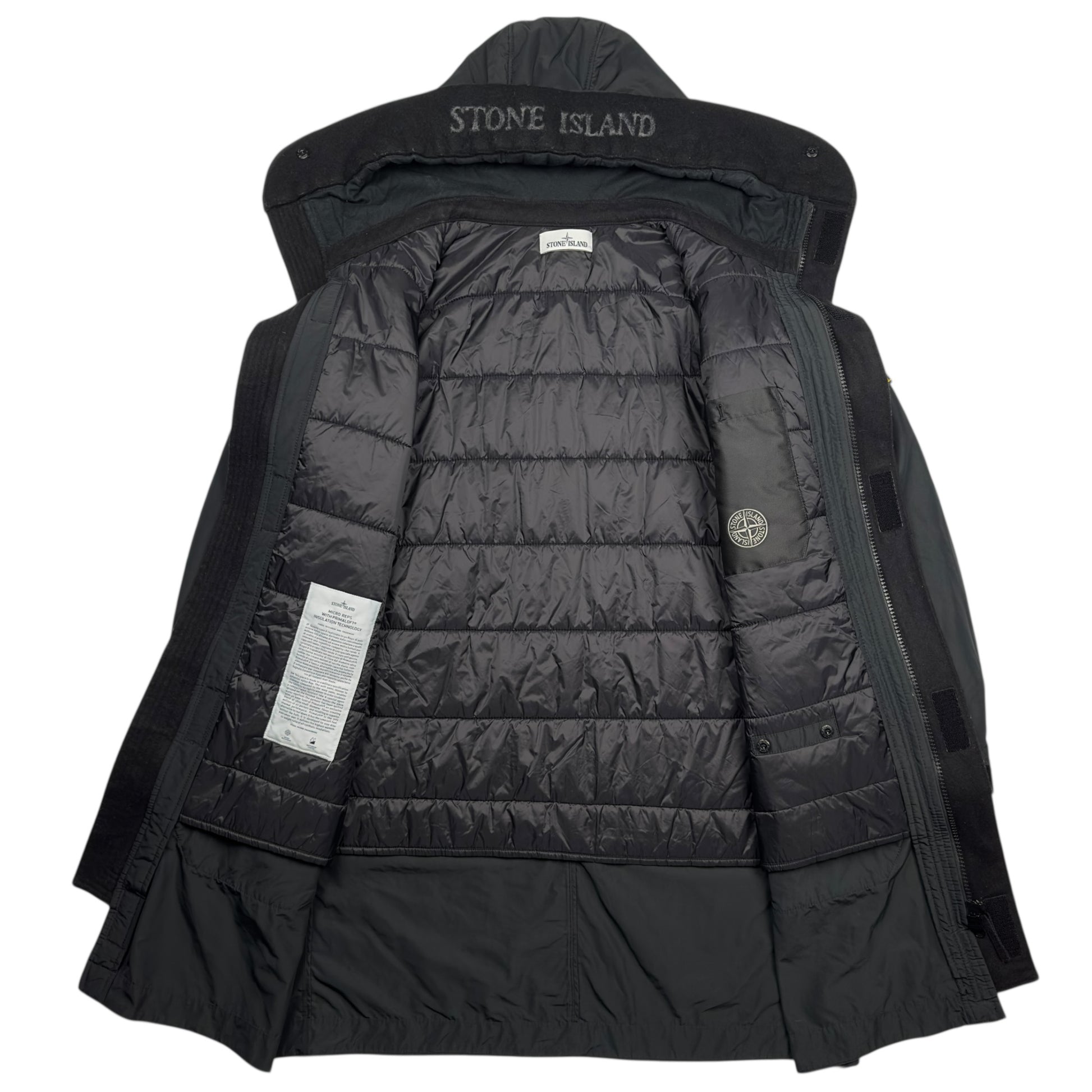 A/W 18 Stone Island Micro Reps with Primaloft Long Parka Jacket - Black