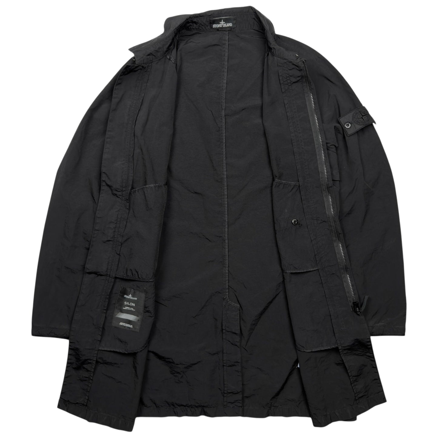 S/S 16 Stone Island Shadow Project Silon Long Coat - Black