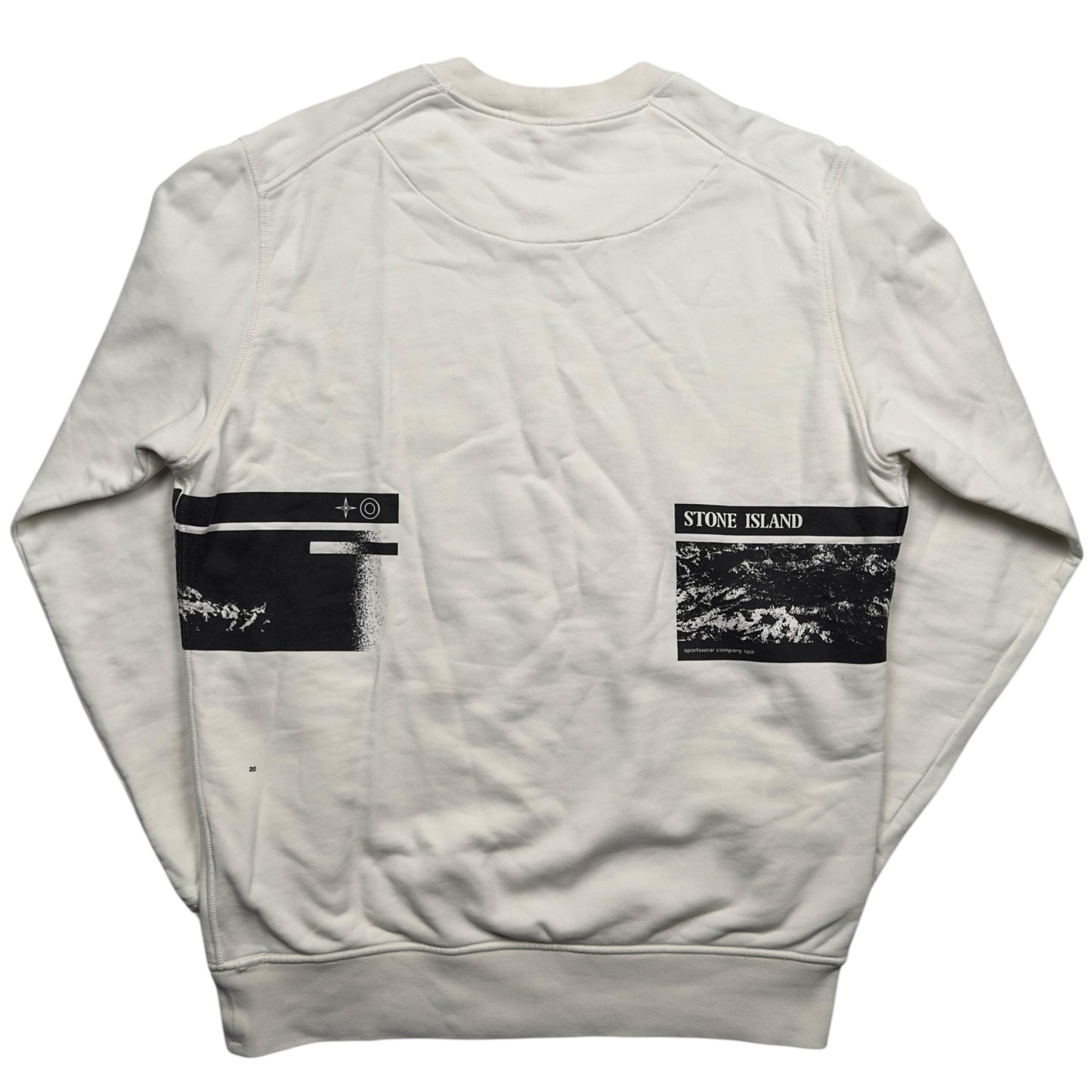 S/S 20 Stone Island "Drone Three" Printed Sweater - White