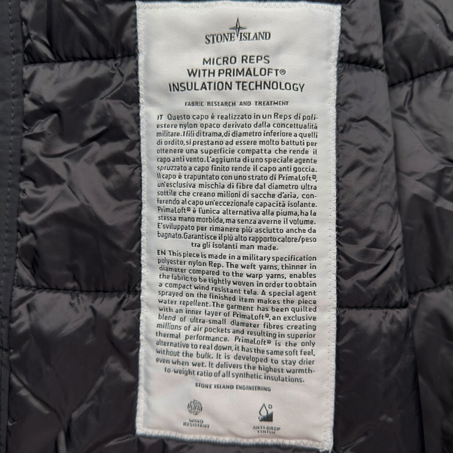 A/W 18 Stone Island Micro Reps with Primaloft Long Parka Jacket - Black