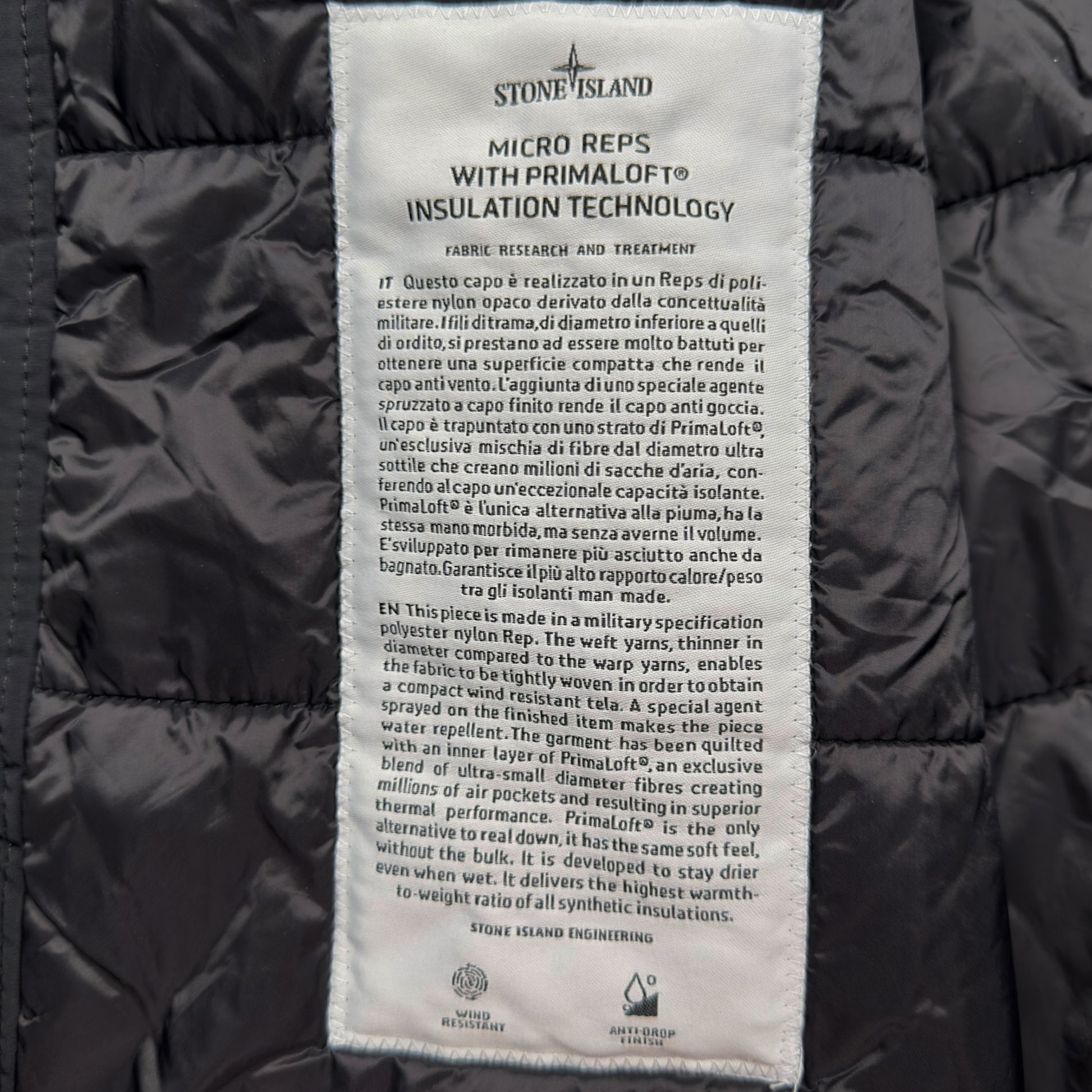 A/W 18 Stone Island Micro Reps with Primaloft Long Parka Jacket - Black