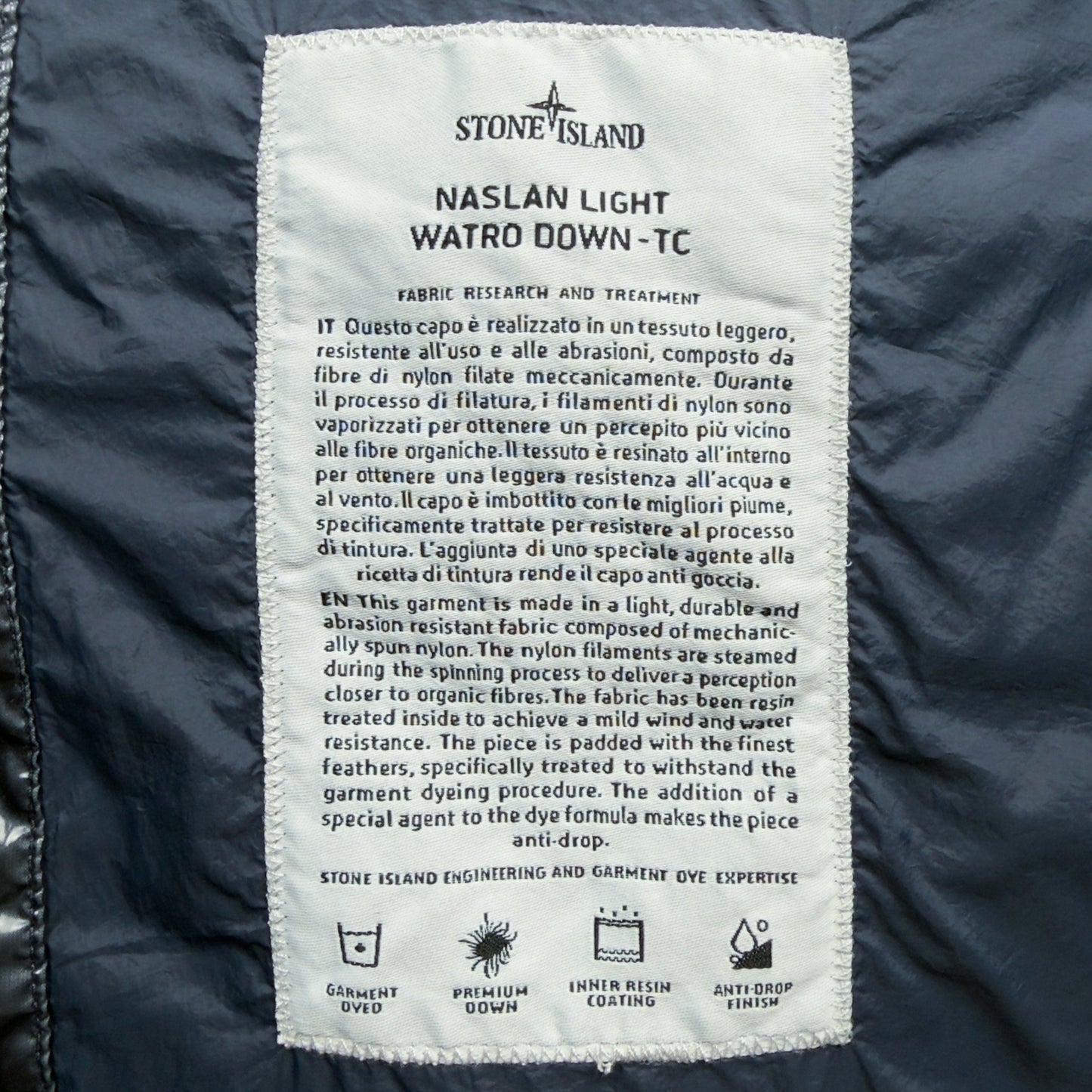 A/W 21 Stone Island Naslan Light Watro Down TC - Navy