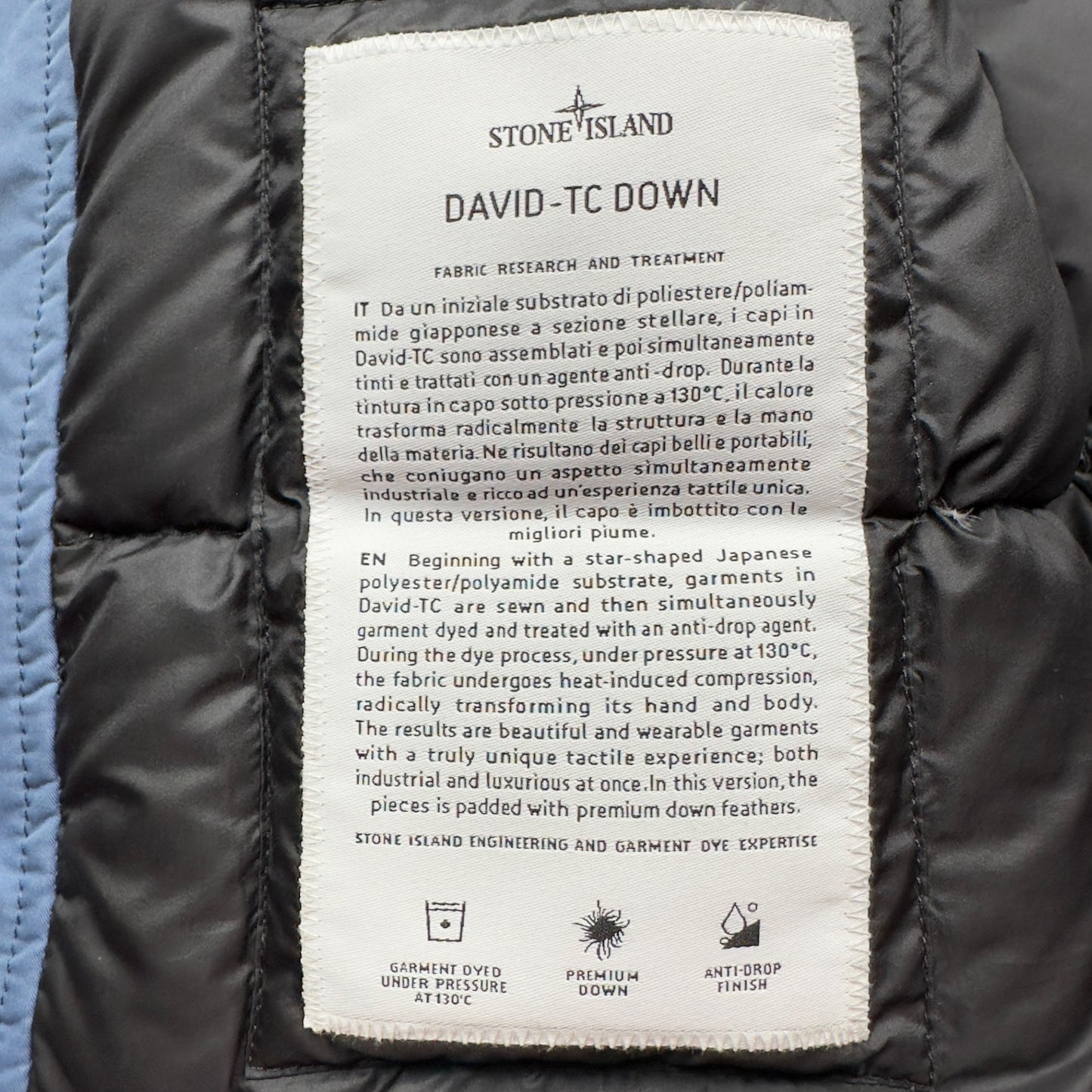 A/W 22 Stone Island David-TC Down Jacket - Light Blue