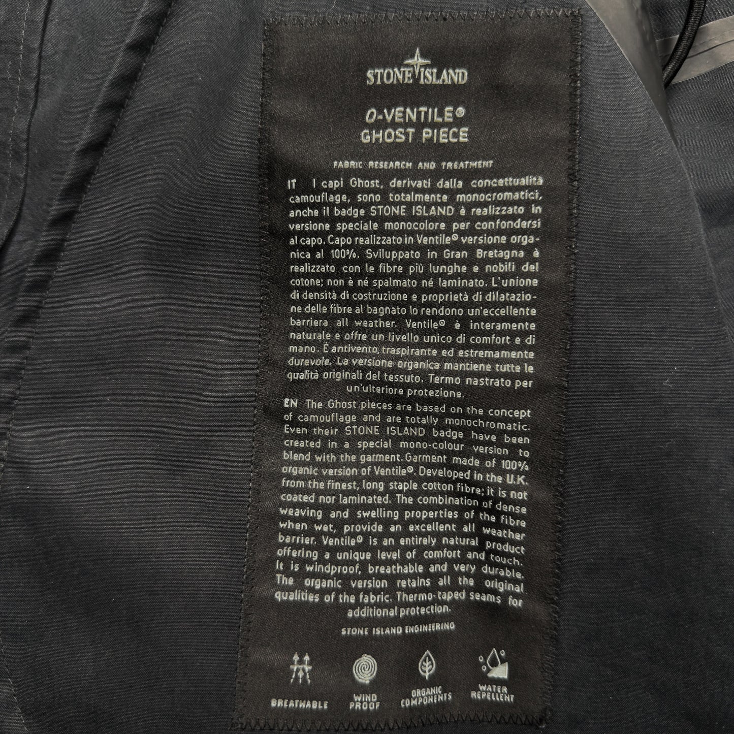 S/S 23 Stone Island O-Ventile Ghost Fishtail Parka Jacket - Black