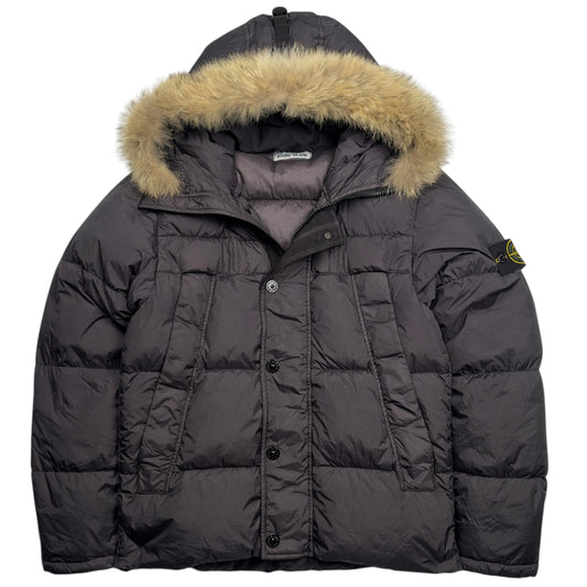 A/W 14 Stone Island Crinkle Reps NY Down Real Fur Hood Puffer Jacket - Black