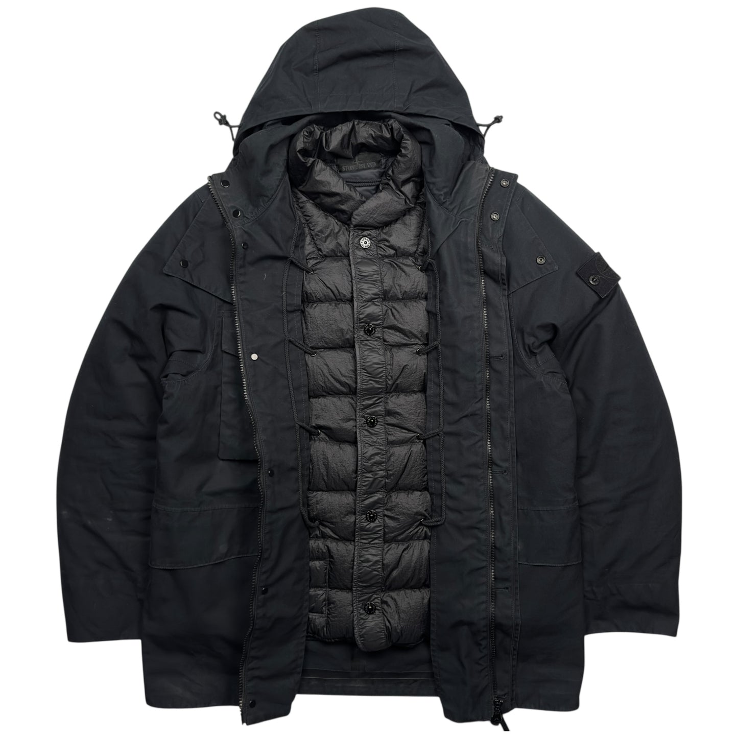A/W 22 Stone Island O-Ventile Ghost Dutch Rope Down Jacket - Black