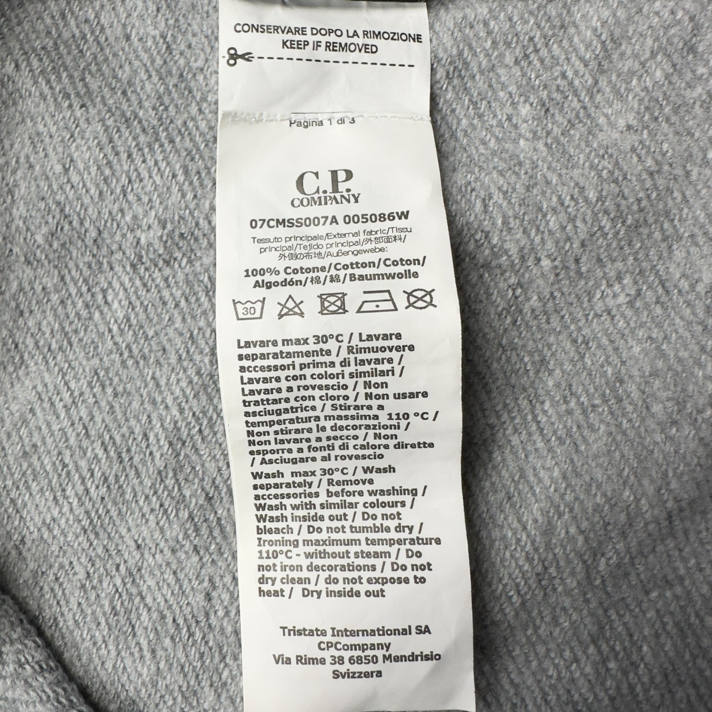 C.P. Company Diagonal Raised Fleece Crewneck Sweater - Grey