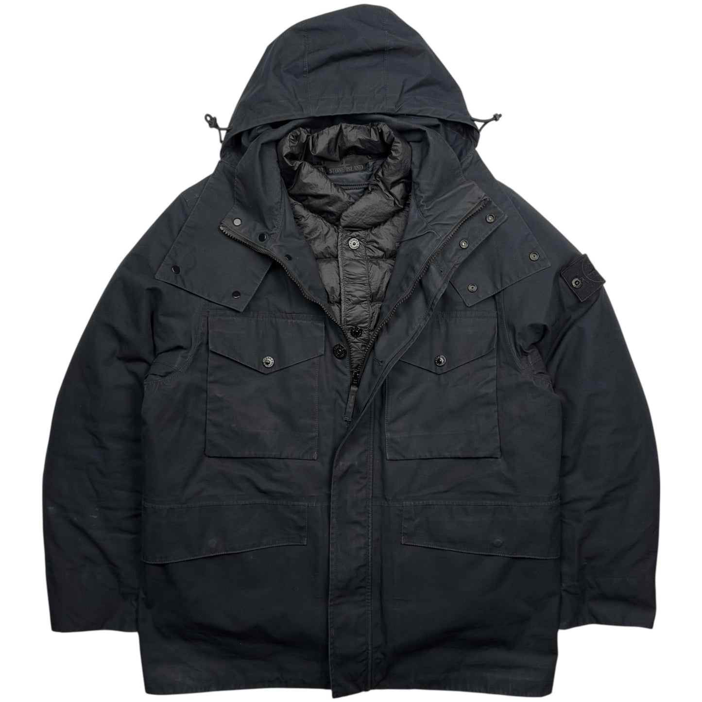 A/W 22 Stone Island O-Ventile Ghost Dutch Rope Down Jacket - Black
