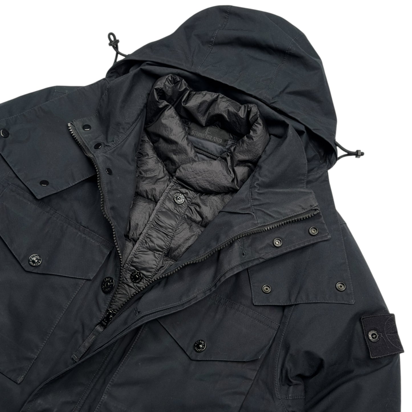 A/W 22 Stone Island O-Ventile Ghost Dutch Rope Down Jacket - Black