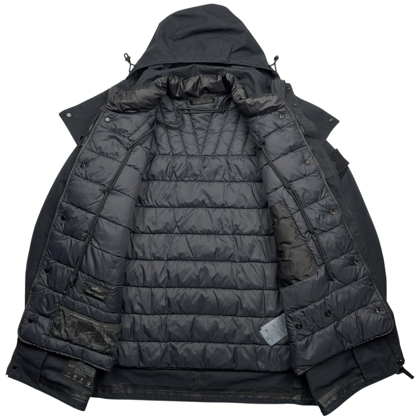 A/W 22 Stone Island O-Ventile Ghost Dutch Rope Down Jacket - Black